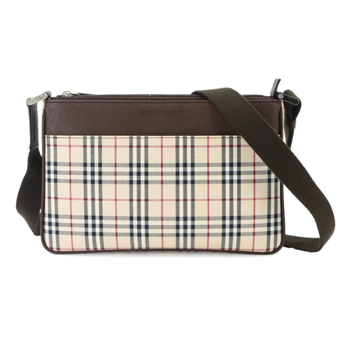 Burberry Beige Brown Canvas Leather Handbag Shoulder Bag (Pre-Owned)
