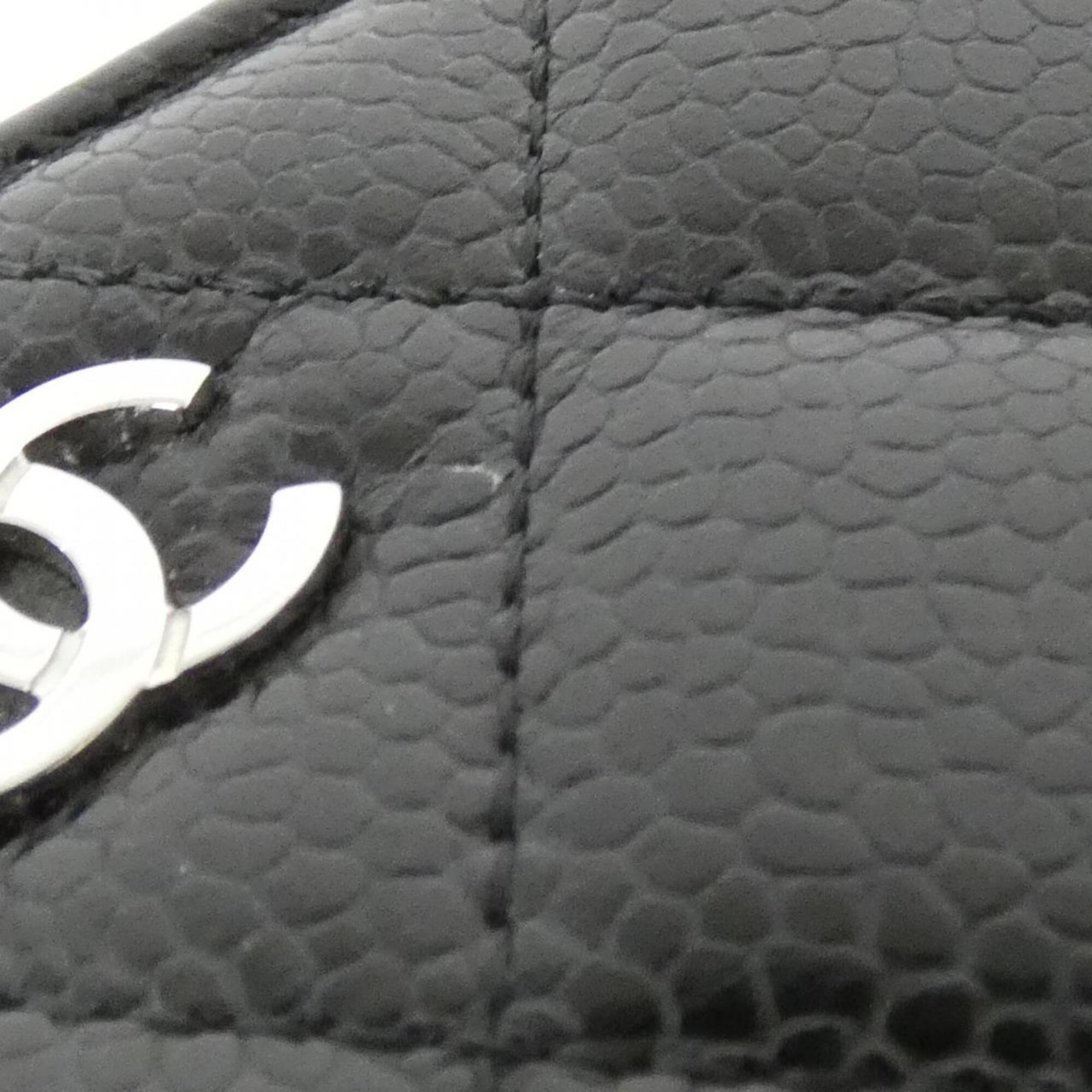 Chanel Black Bordeaux Grained Calfskin Long Wallet (Bi-Fold) (Pre-Owned)