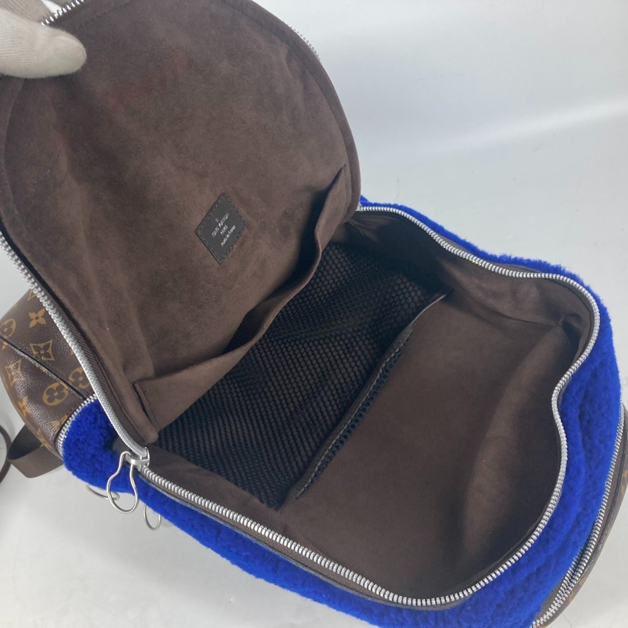 Louis Vuitton Blue Brown Monogram Canvas Leather Backpack (Pre-Owned)