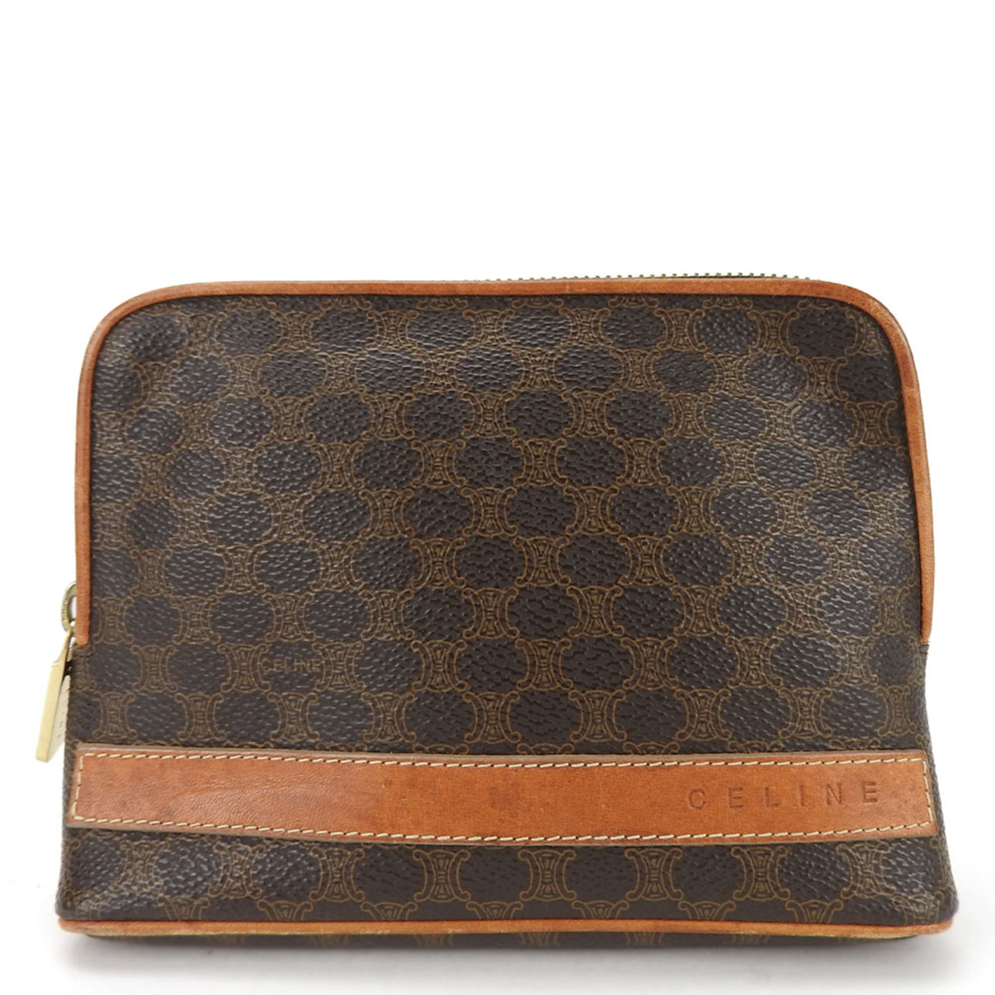 Celine Macadam Brown Pvc Leather Pouch (Pre-Owned)