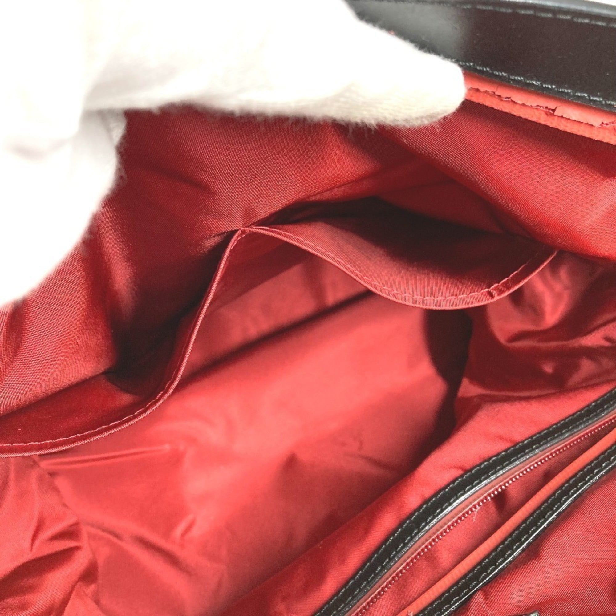 Louis Vuitton Black Red Color Leather Nylon Shoulder Bag Tote Bag (Pre-Owned)