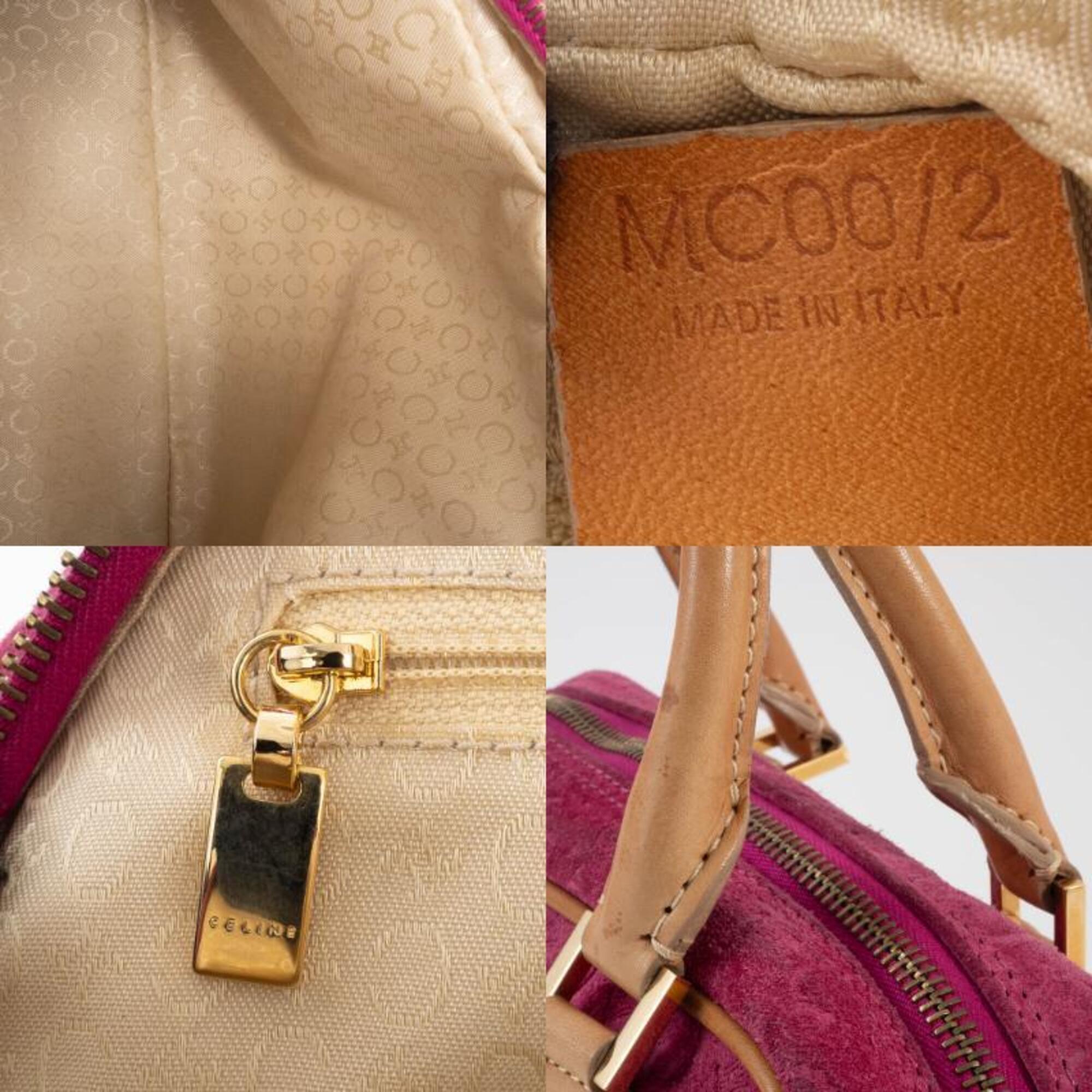 Celine Macadam Camel Purple Suede Leather Handbag (Pre-Owned)