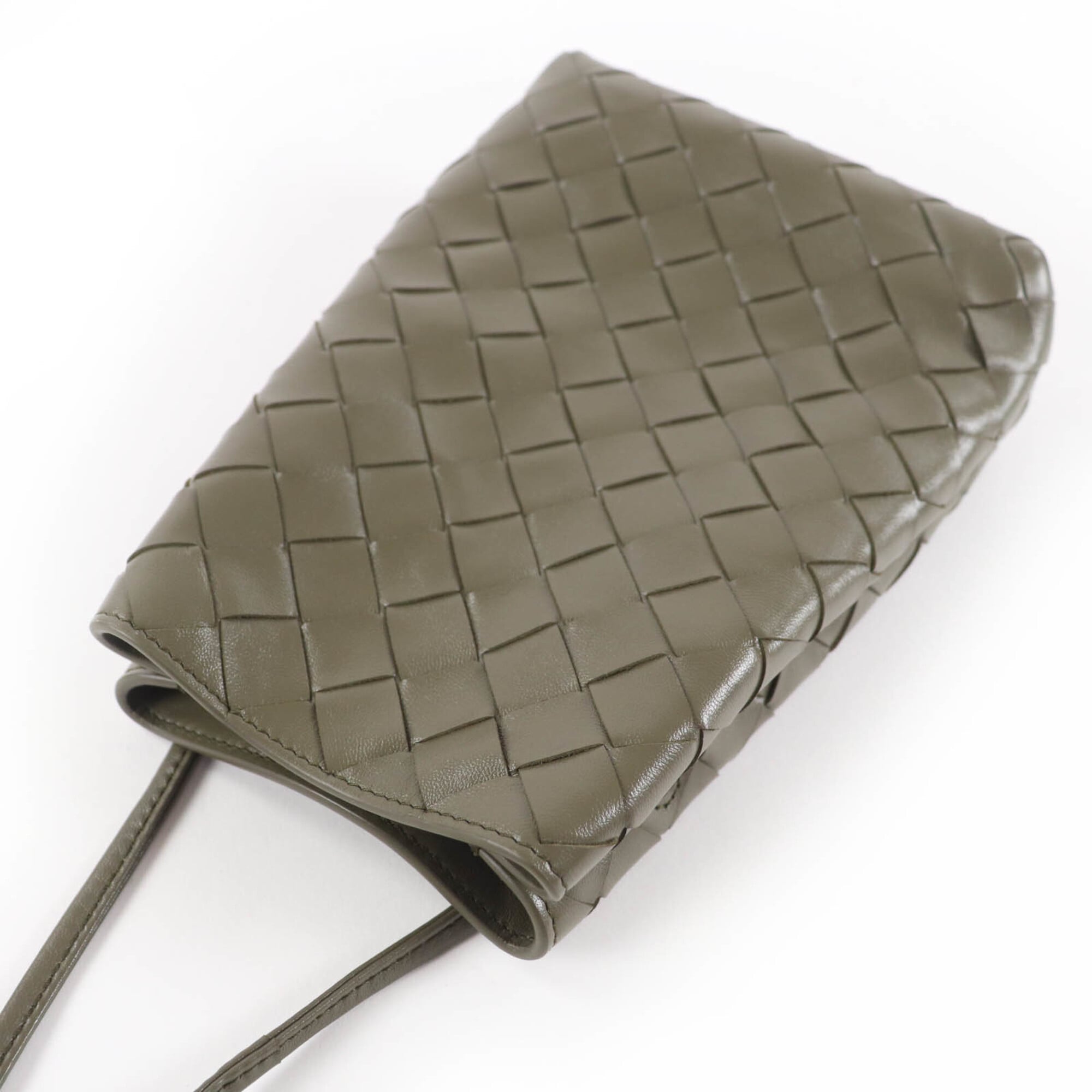 Bottega Veneta Intrecciato Khaki Leather Shoulder Bag (Pre-Owned)