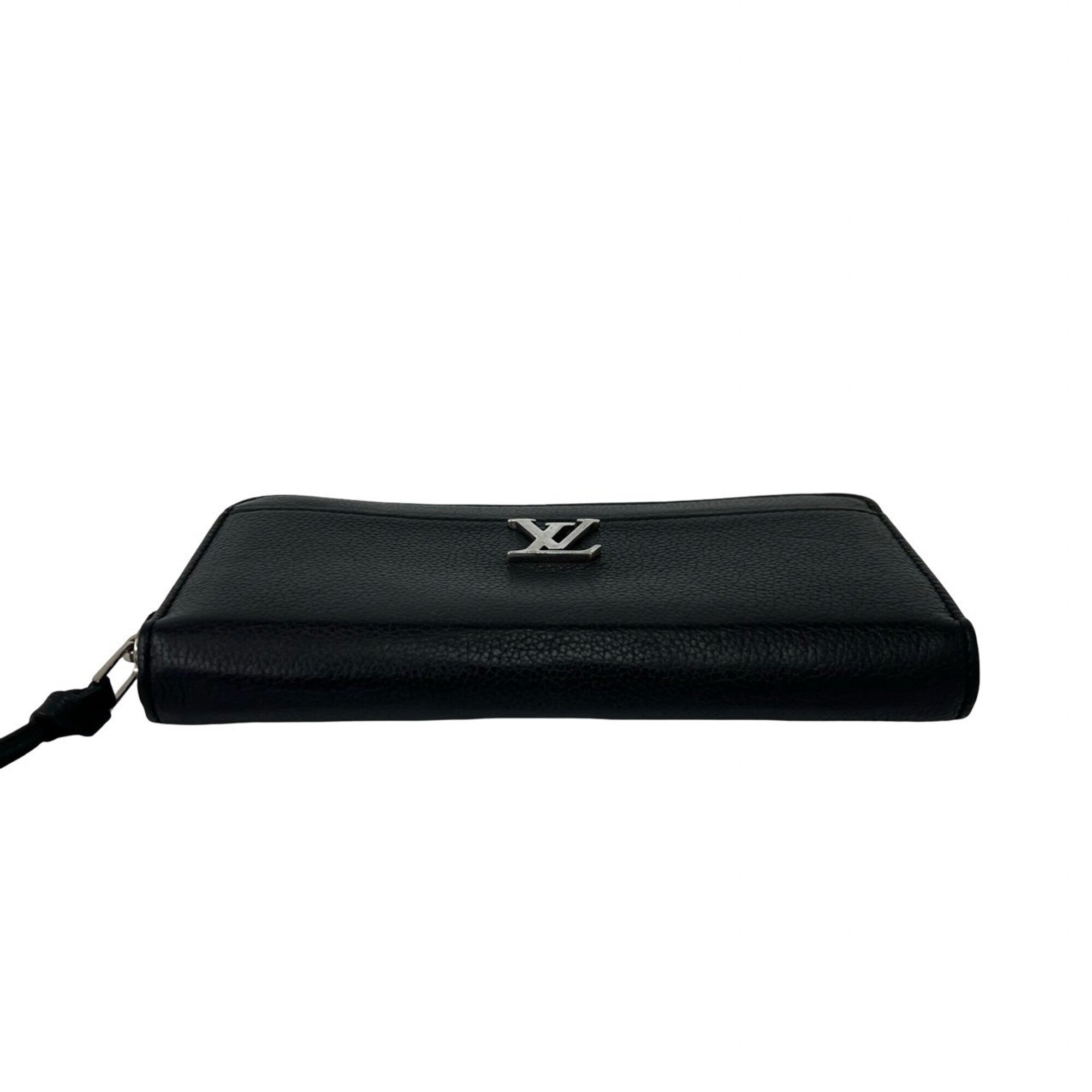 Louis Vuitton Black Leather Long Wallet (Bi-Fold) (Pre-Owned)