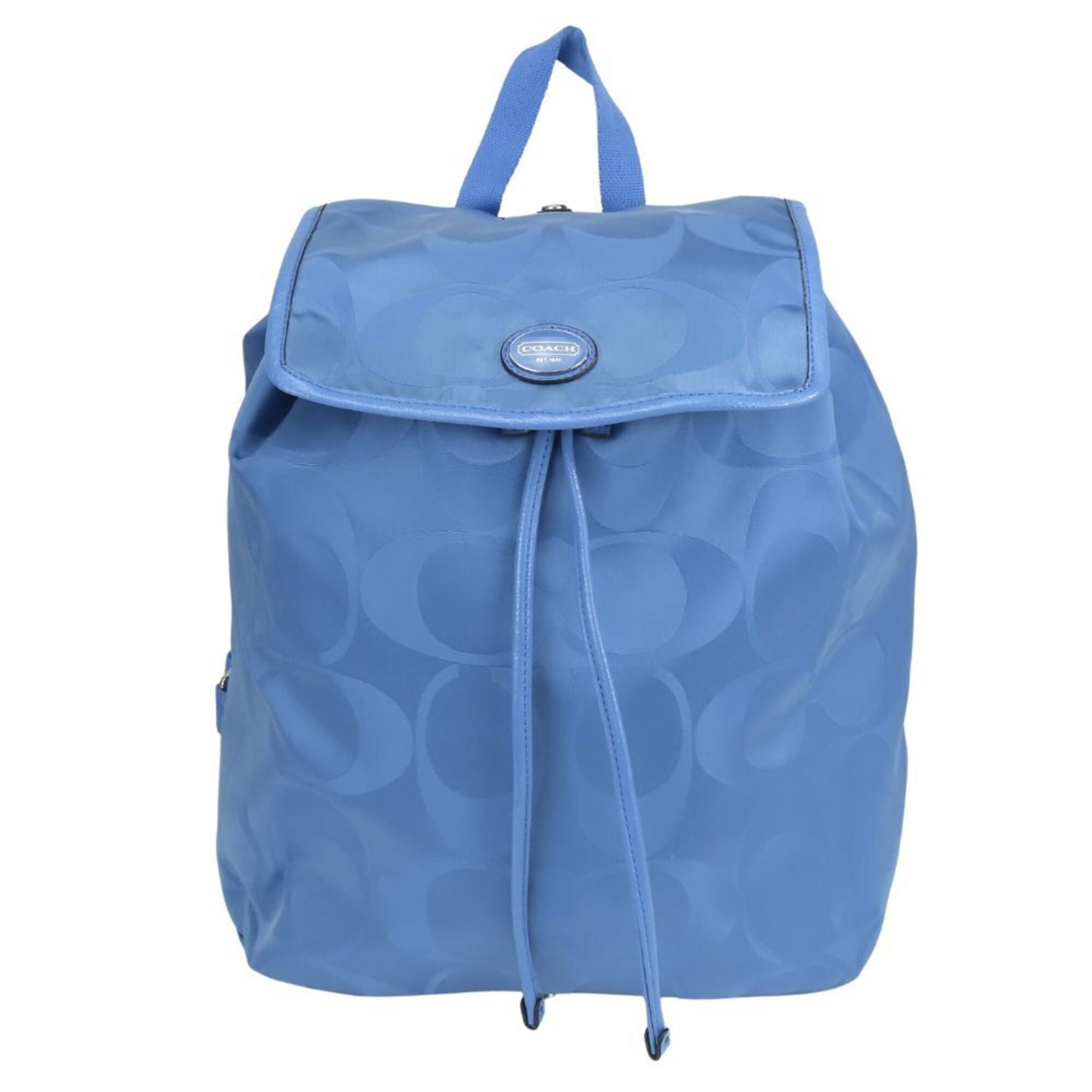 Coach Signature Blue Nylon Leather Backpack (Pre-Owned)