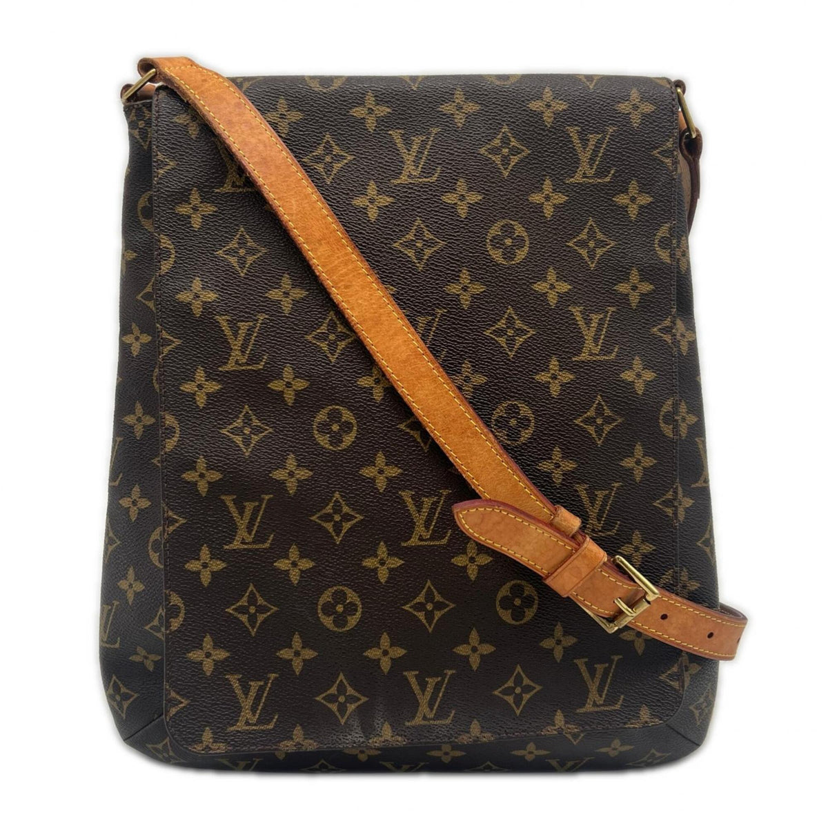 Louis Vuitton Beige Brown Monogram Coated Canvas Leather Shoulder Bag (Pre-Owned)
