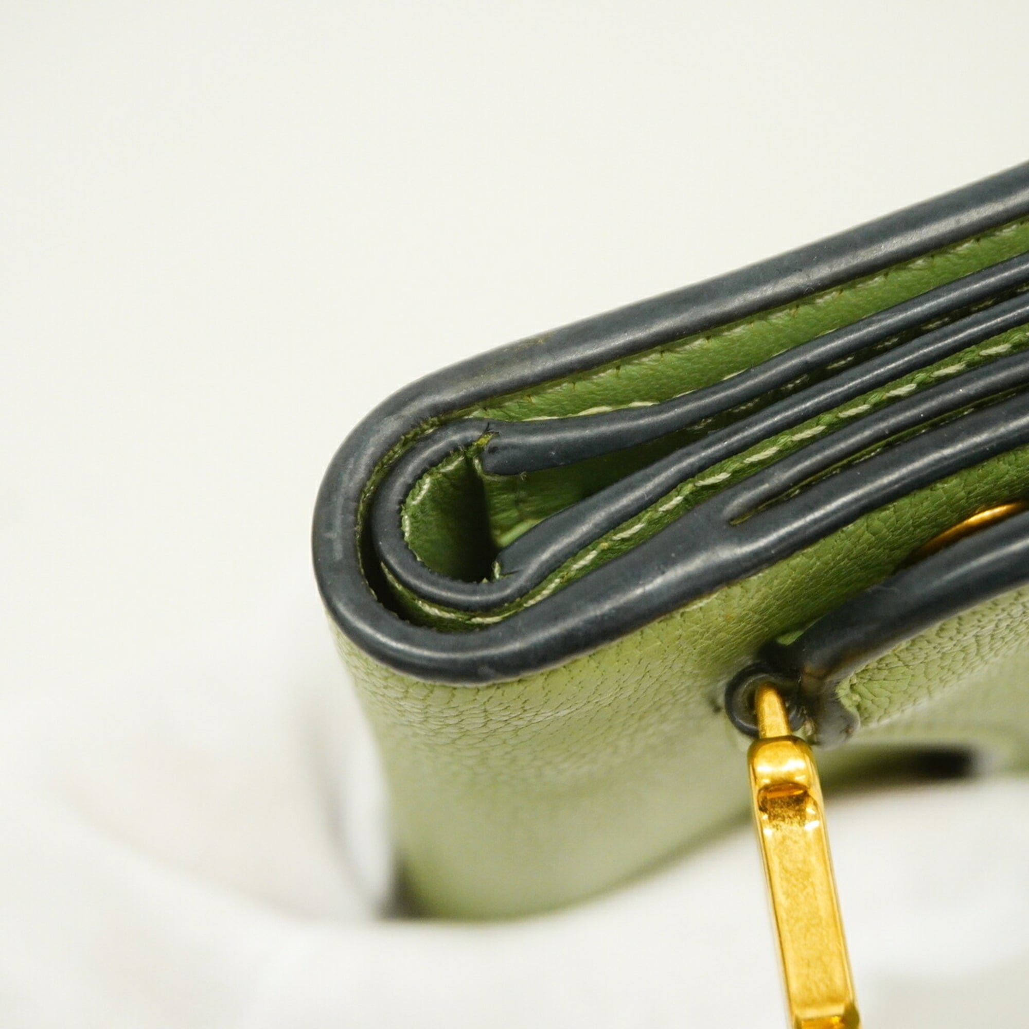 Christian Dior Moss Green Leather Wallet (Tri-Fold) (Pre-Owned)