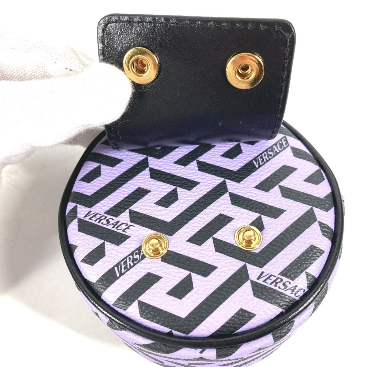 Versace Black Purple Leather Pouch (Pre-Owned)