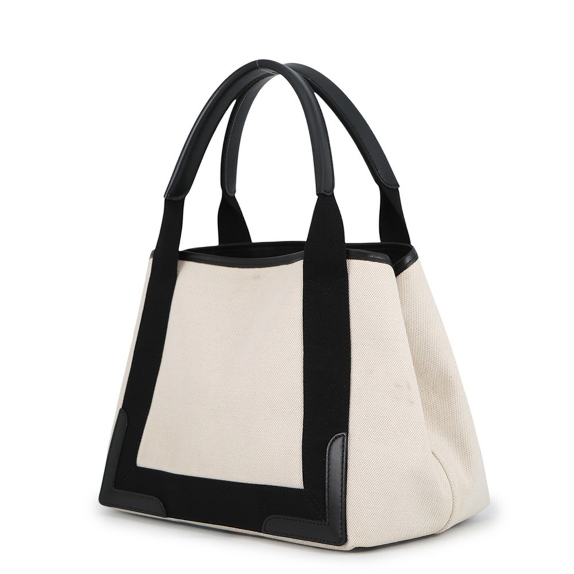 Balenciaga Black White Canvas Leather Handbag Pouch Tote Bag (Pre-Owned)
