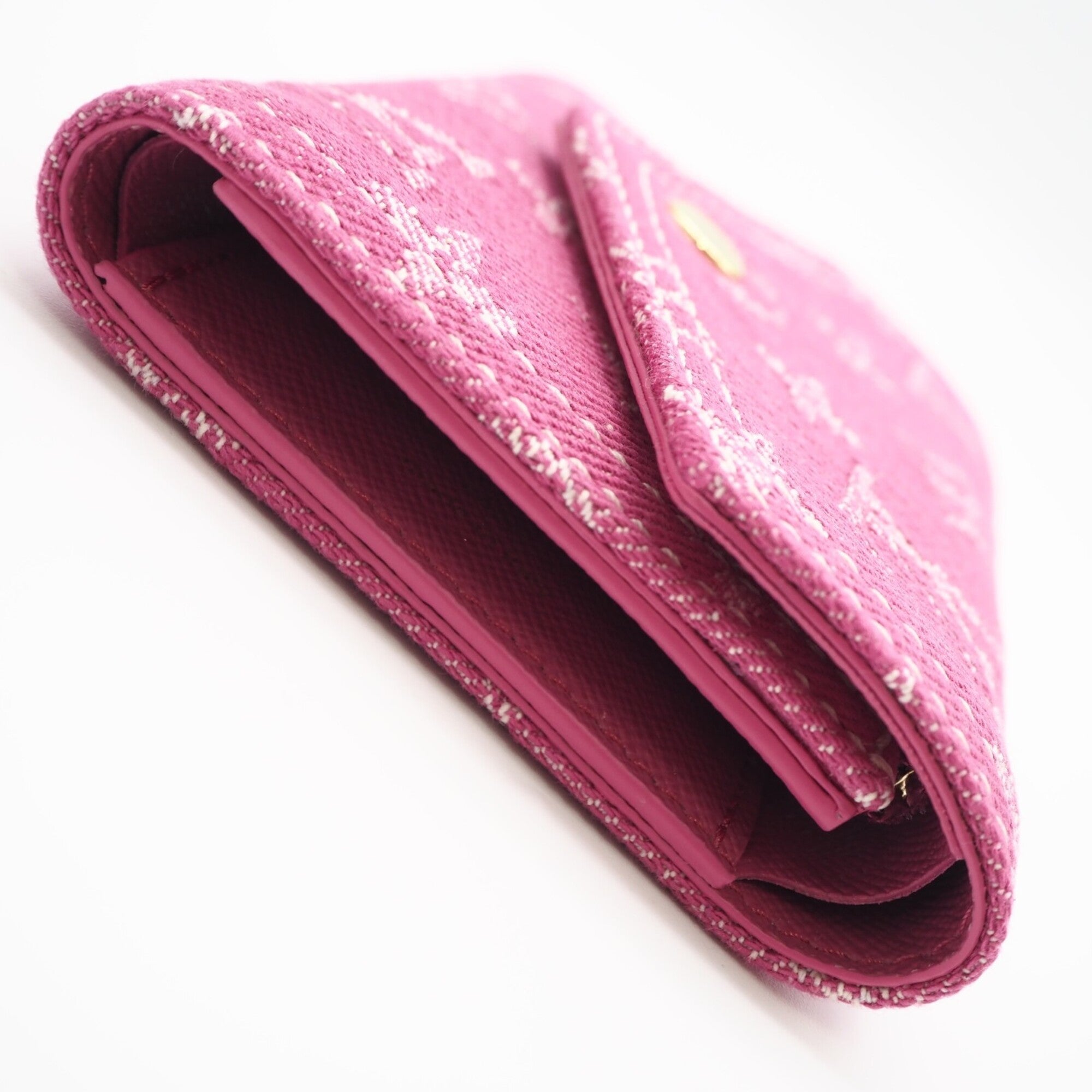 Louis Vuitton Monogram Denim Fuchsia Pink Canvas Leather Wallet (Tri-Fold) (Pre-Owned)