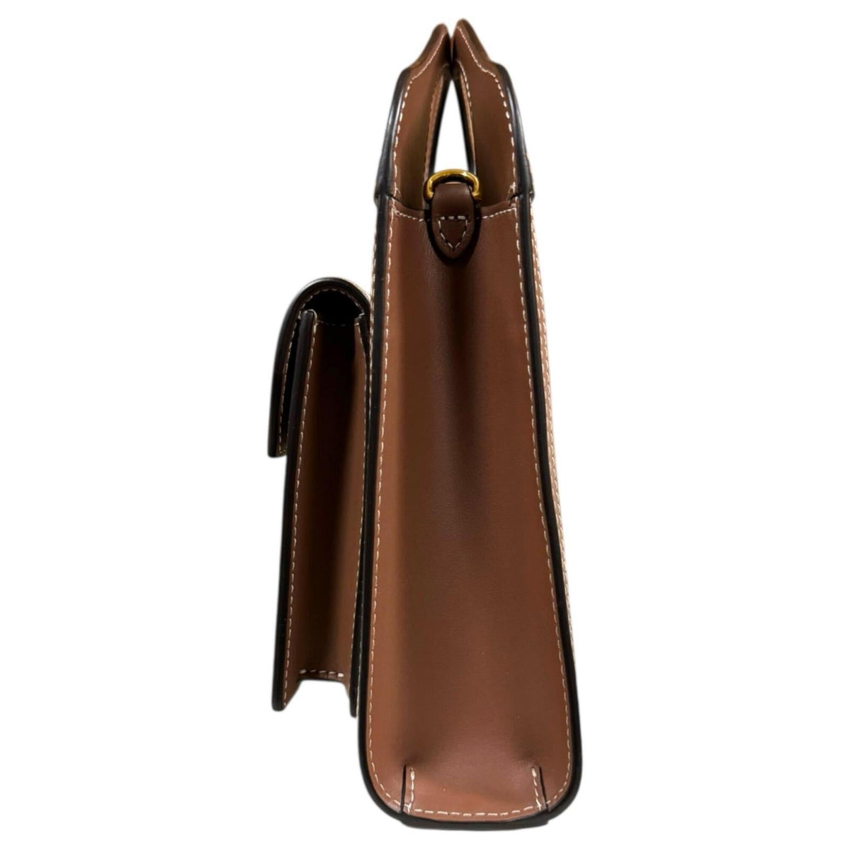 Burberry Brown White Leather Canvas Shoulder Bag (Pre-Owned)