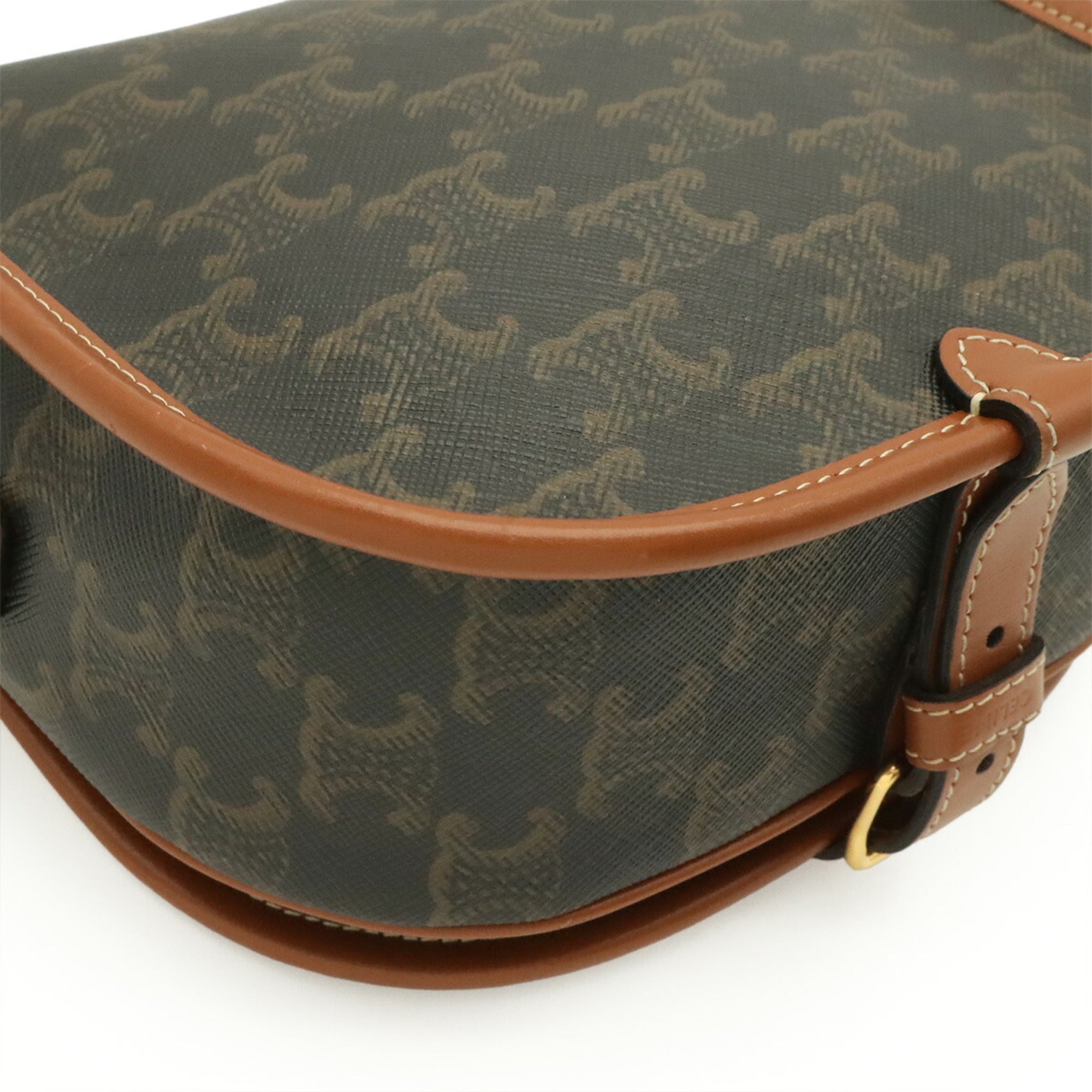 Celine Dark Brown Canvas Pochette Shoulder Bag (Pre-Owned)