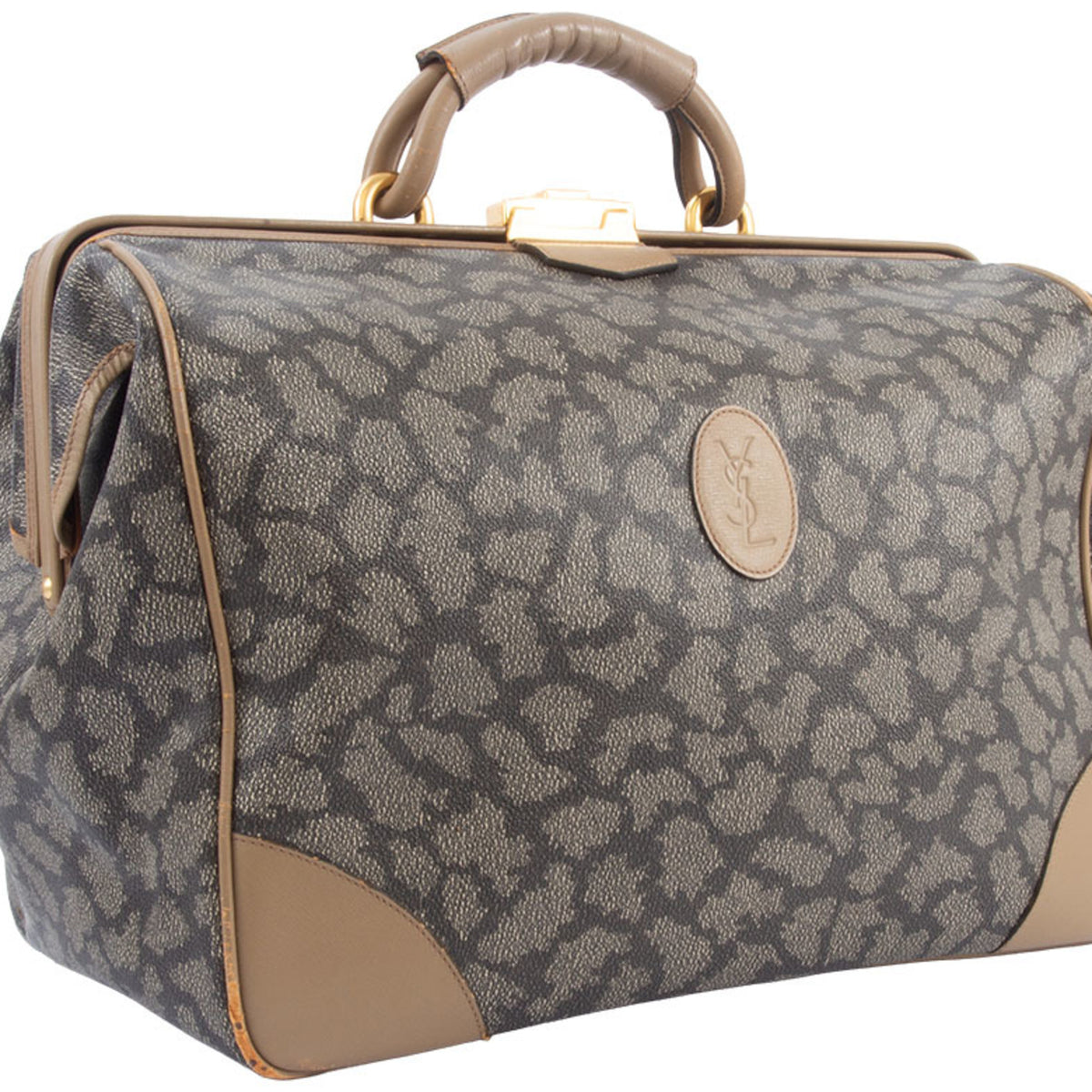 Yves Saint Laurent Beige Brown Pvc Handbag (Pre-Owned)