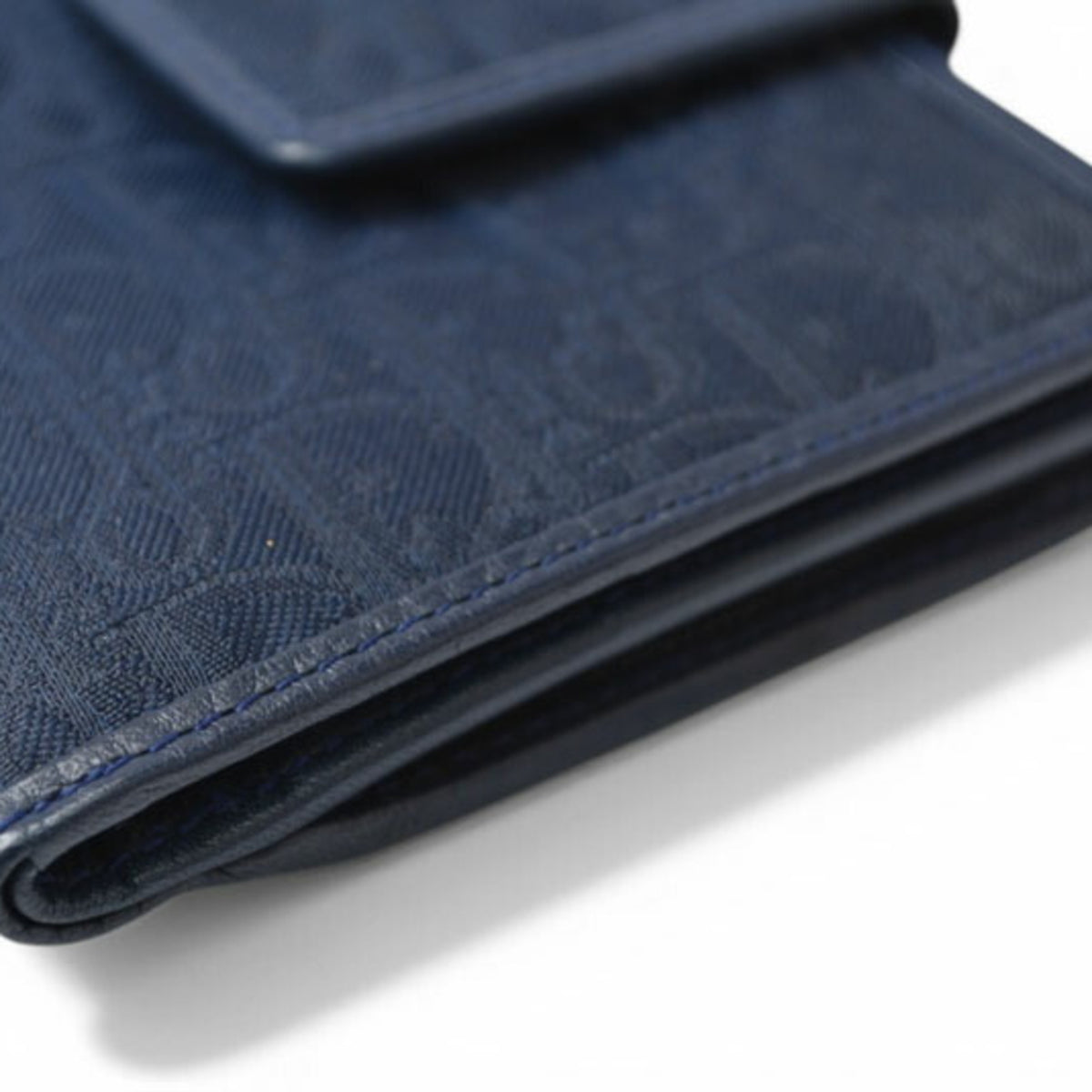 Christian Dior Navy Leather Canvas Wallet (Bi-Fold) (Pre-Owned)