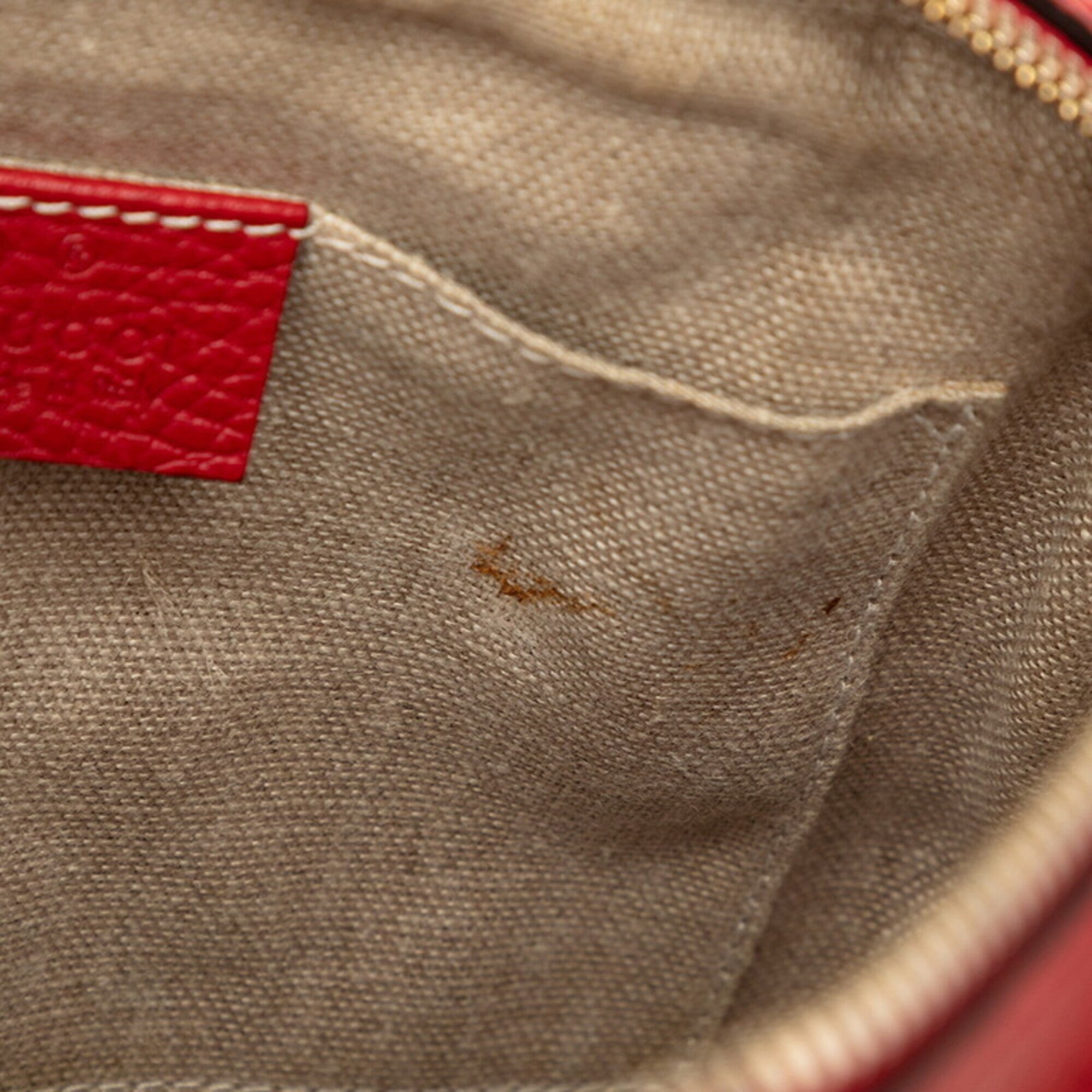 Gucci Gg Canvas Beige Red Color Gg Canvas Leather Shoulder Bag (Pre-Owned)