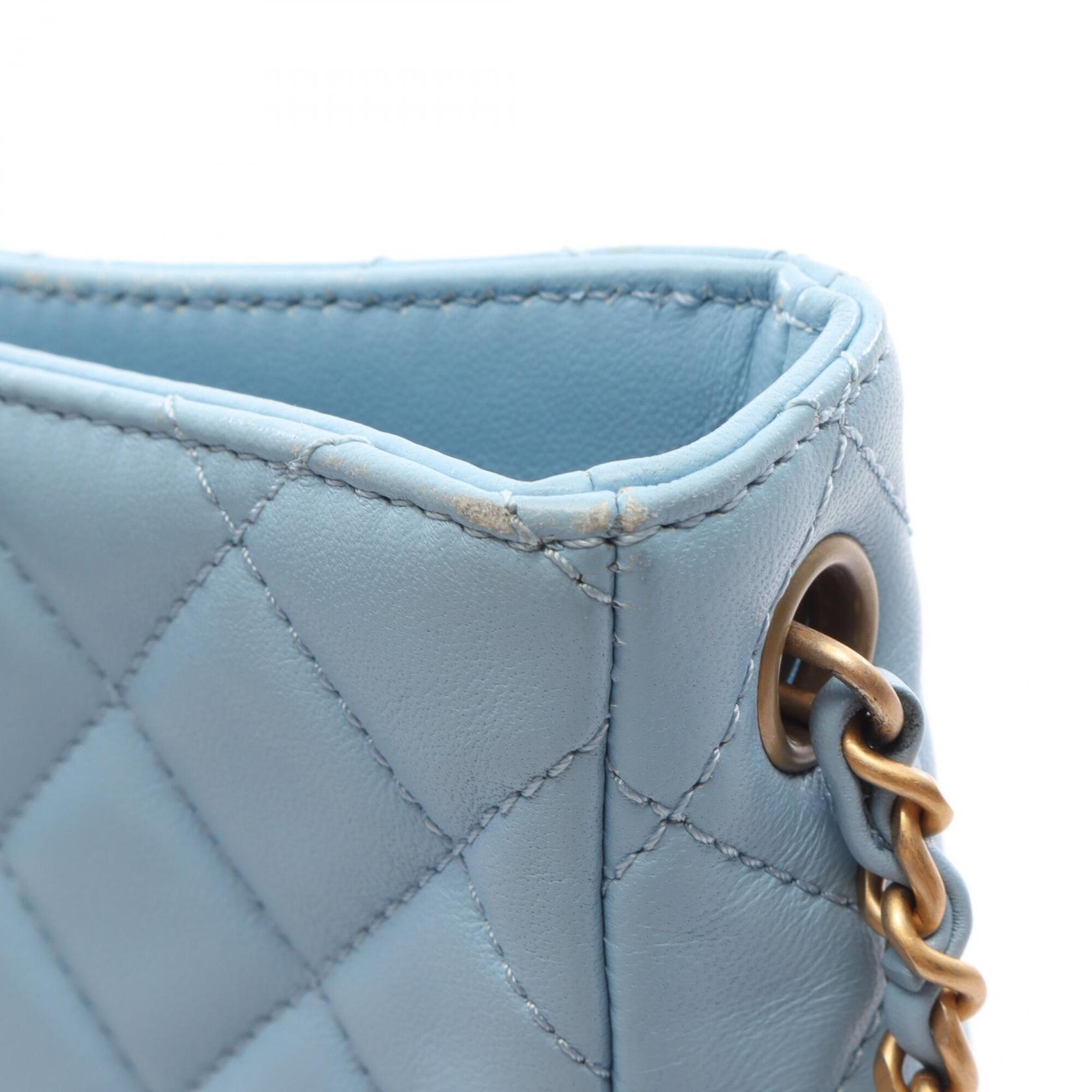 Chanel Blue Leather Handbag Shoulder Bag (Pre-Owned)
