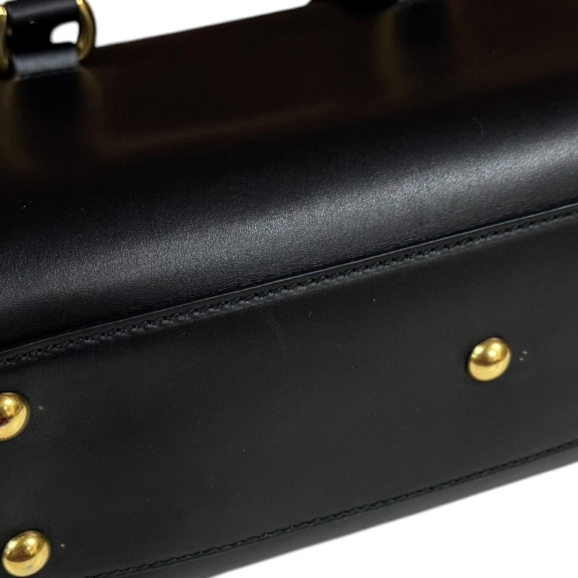 Gucci Black Leather Handbag Shoulder Bag (Pre-Owned)