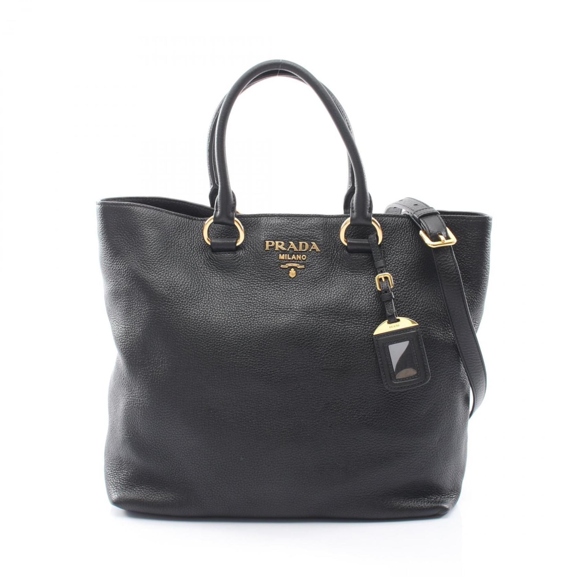 Prada Black Leather Handbag Tote Bag (Pre-Owned)