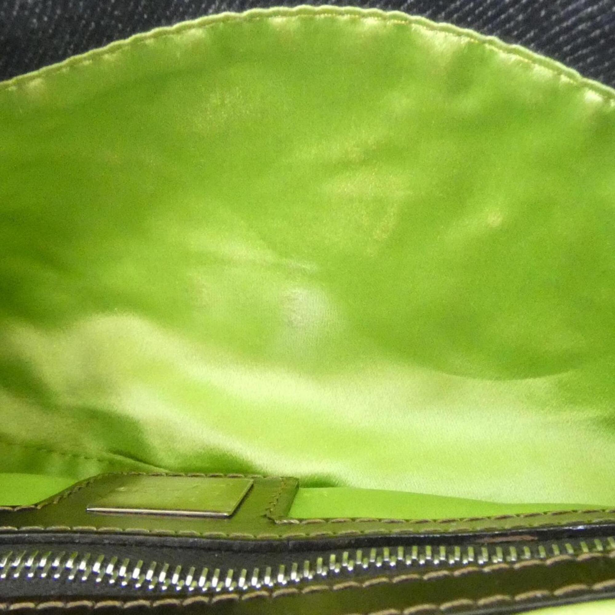 Fendi Baguette Green Navy White Yellow Denim Shoulder Bag (Pre-Owned)