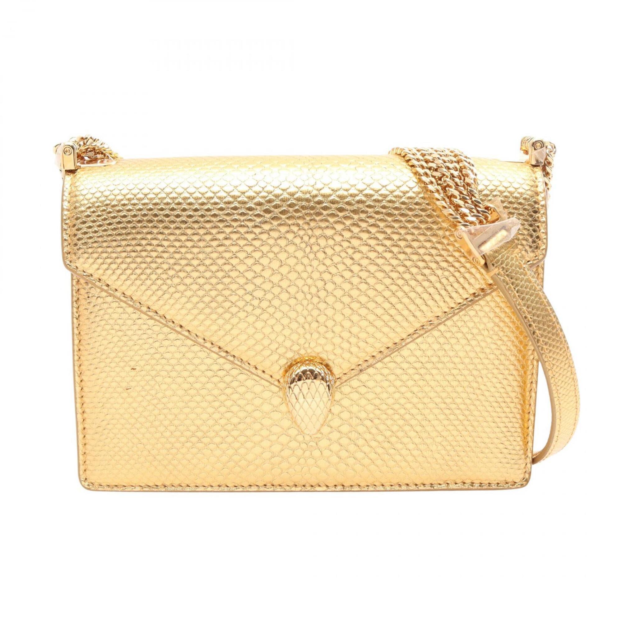 Bvlgari Gold Leather Handbag Shoulder Bag (Pre-Owned)