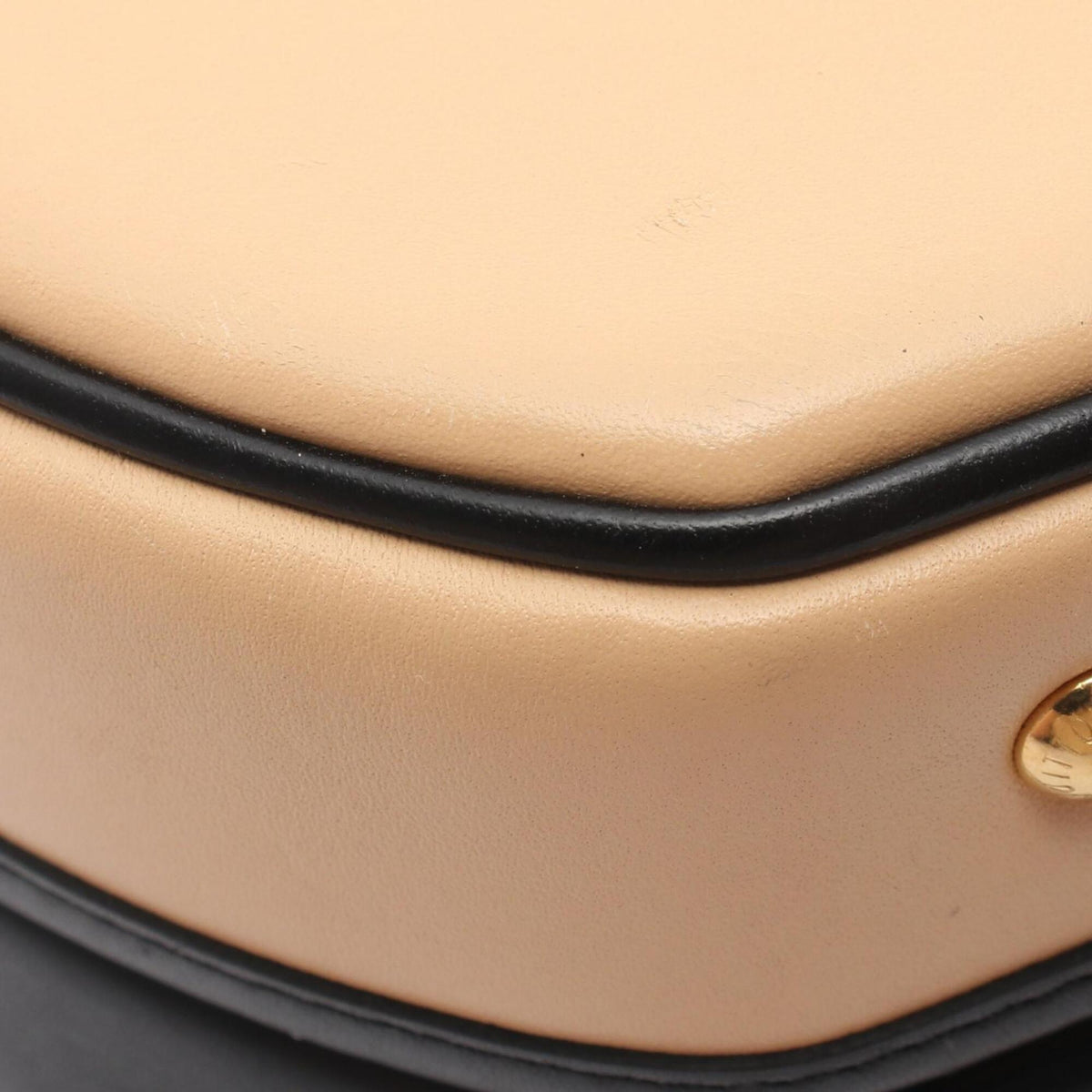 Louis Vuitton Beige Black Leather Handbag (Pre-Owned)