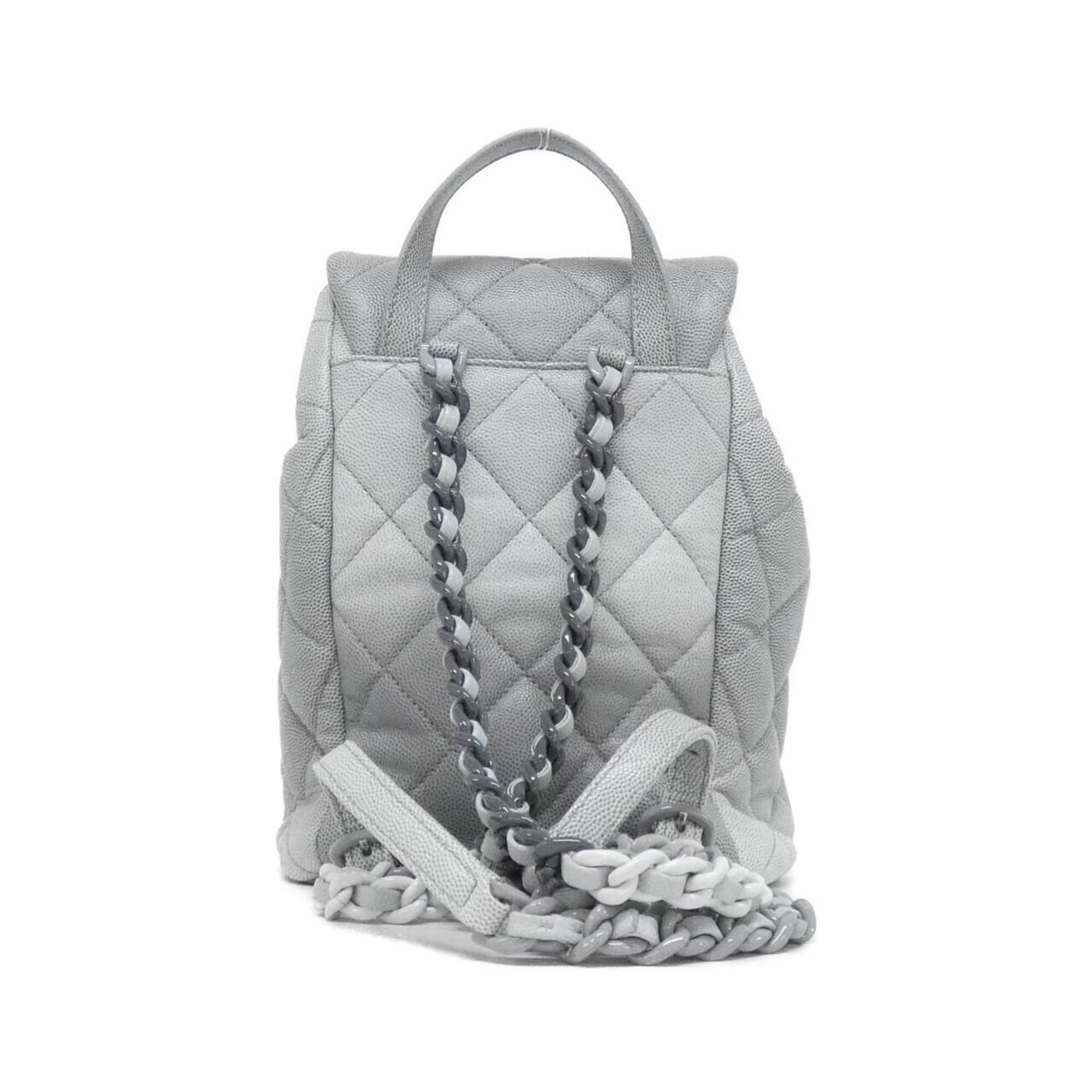 Chanel Gray Grained Calfskin Backpack (Pre-Owned)