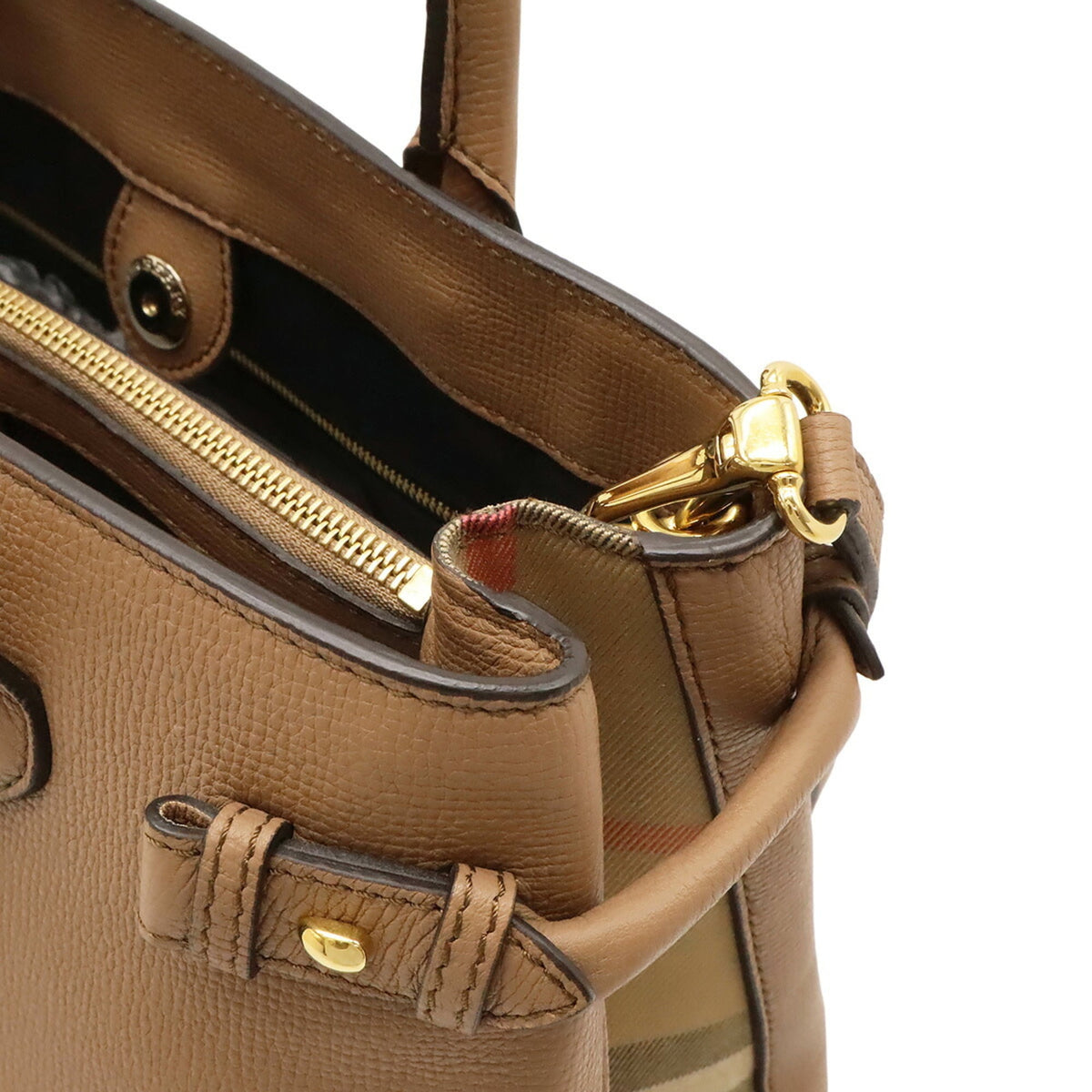 Burberry Beige Brown Leather Handbag Shoulder Bag (Pre-Owned)