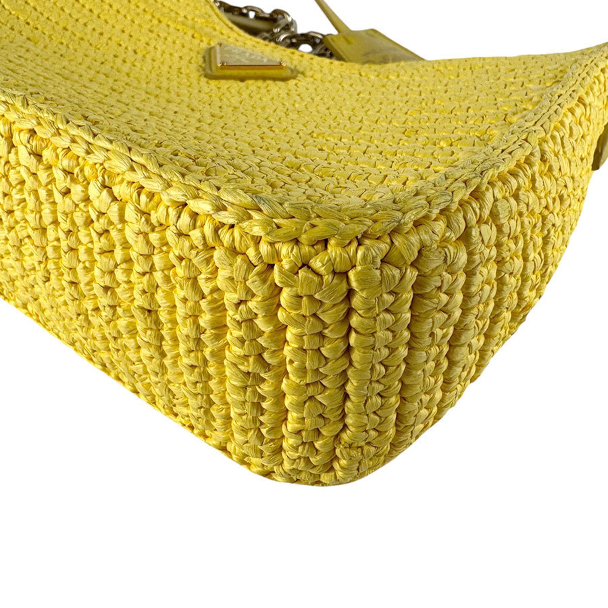 Prada Yellow Raffia Shoulder Bag (Pre-Owned)