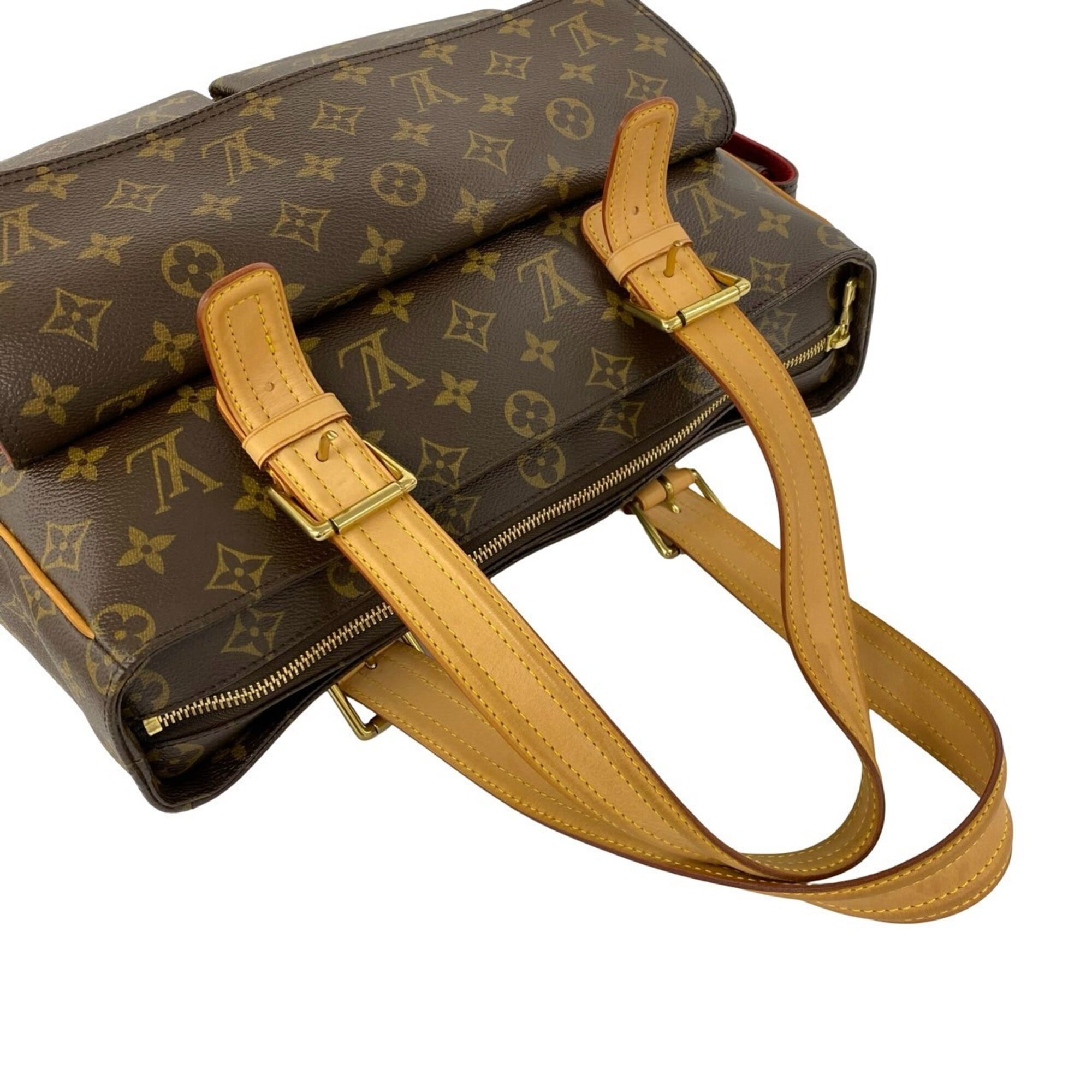 Louis Vuitton Brown Leather Pvc Handbag Tote Bag (Pre-Owned)