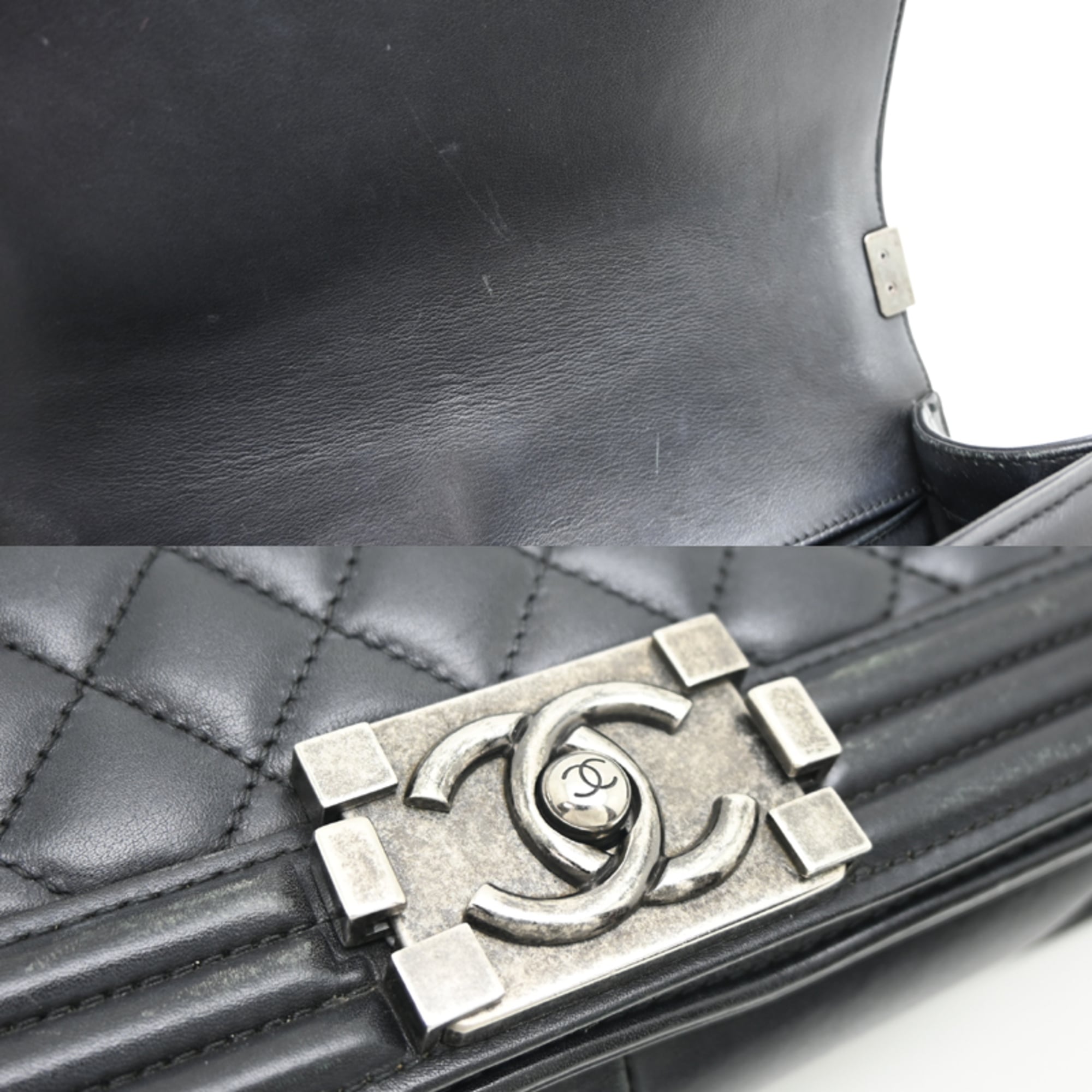 Chanel Boy Chanel Black Leather Shoulder Bag (Pre-Owned)