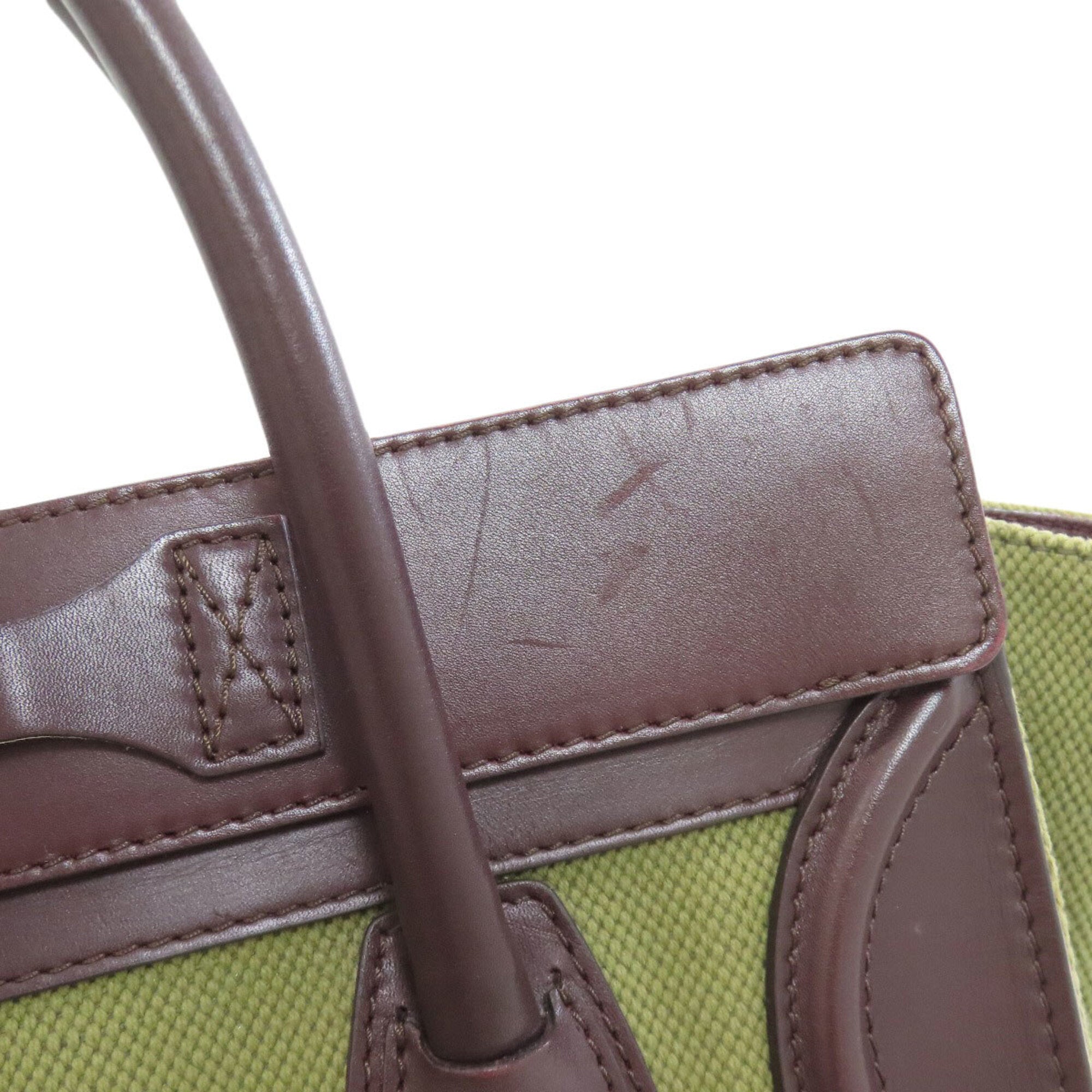 Celine Brown Khaki Canvas Leather Handbag (Pre-Owned)