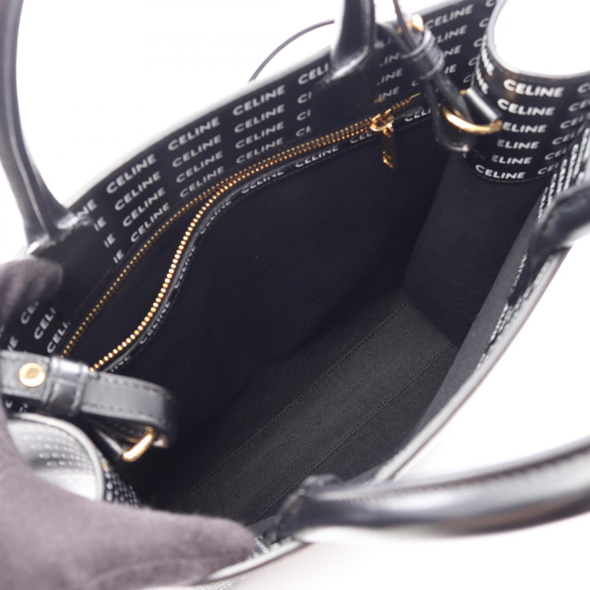 Celine Black White Coated Canvas Leather Handbag Tote Bag (Pre-Owned)