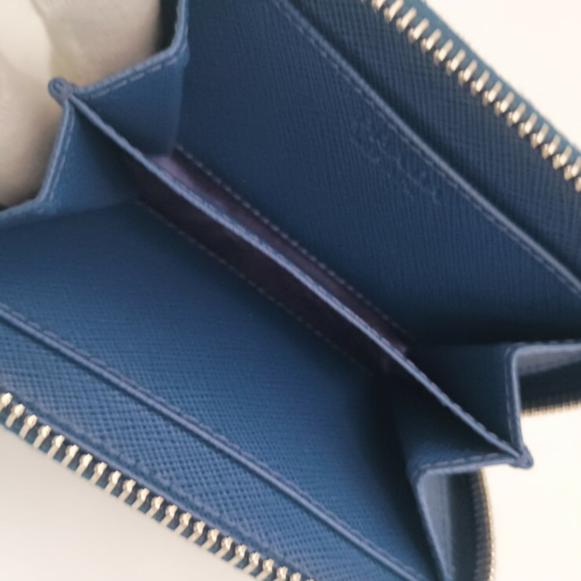 Prada Black Blue White Saffiano Coin Purse/Coin Case (Pre-Owned)