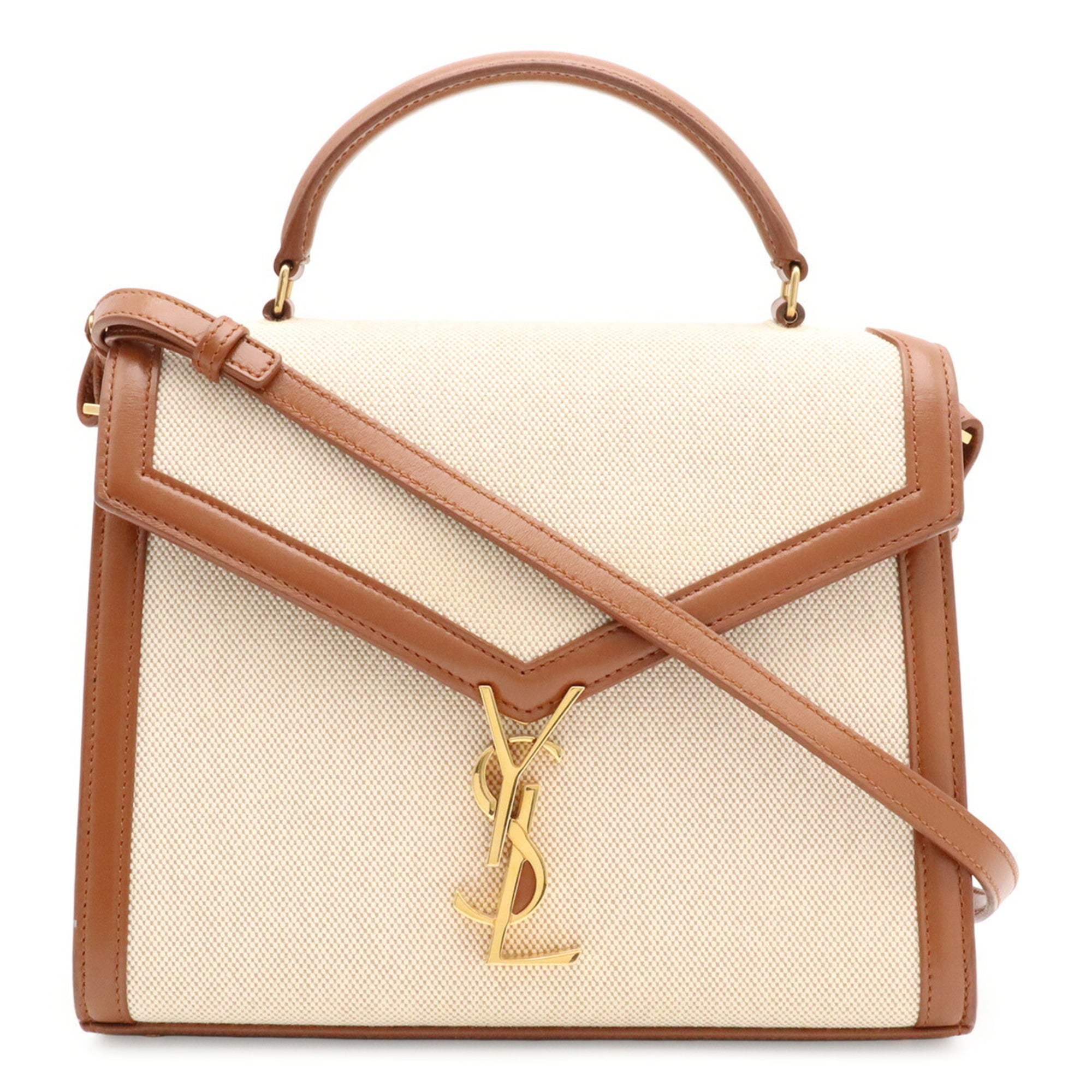 Yves Saint Laurent Brown Canvas Handbag (Pre-Owned)