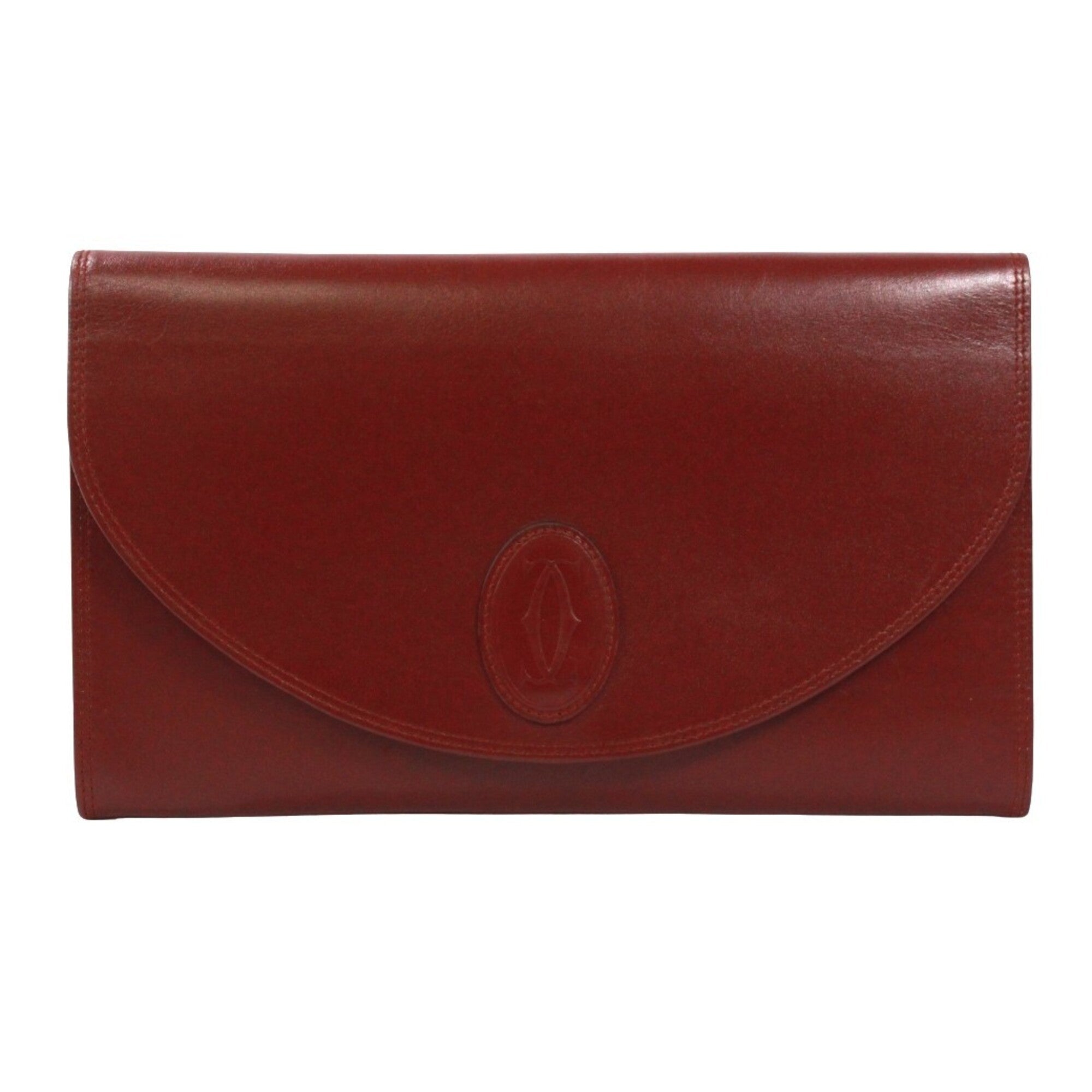Cartier Bordeaux Leather Clutch Bag (Pre-Owned)