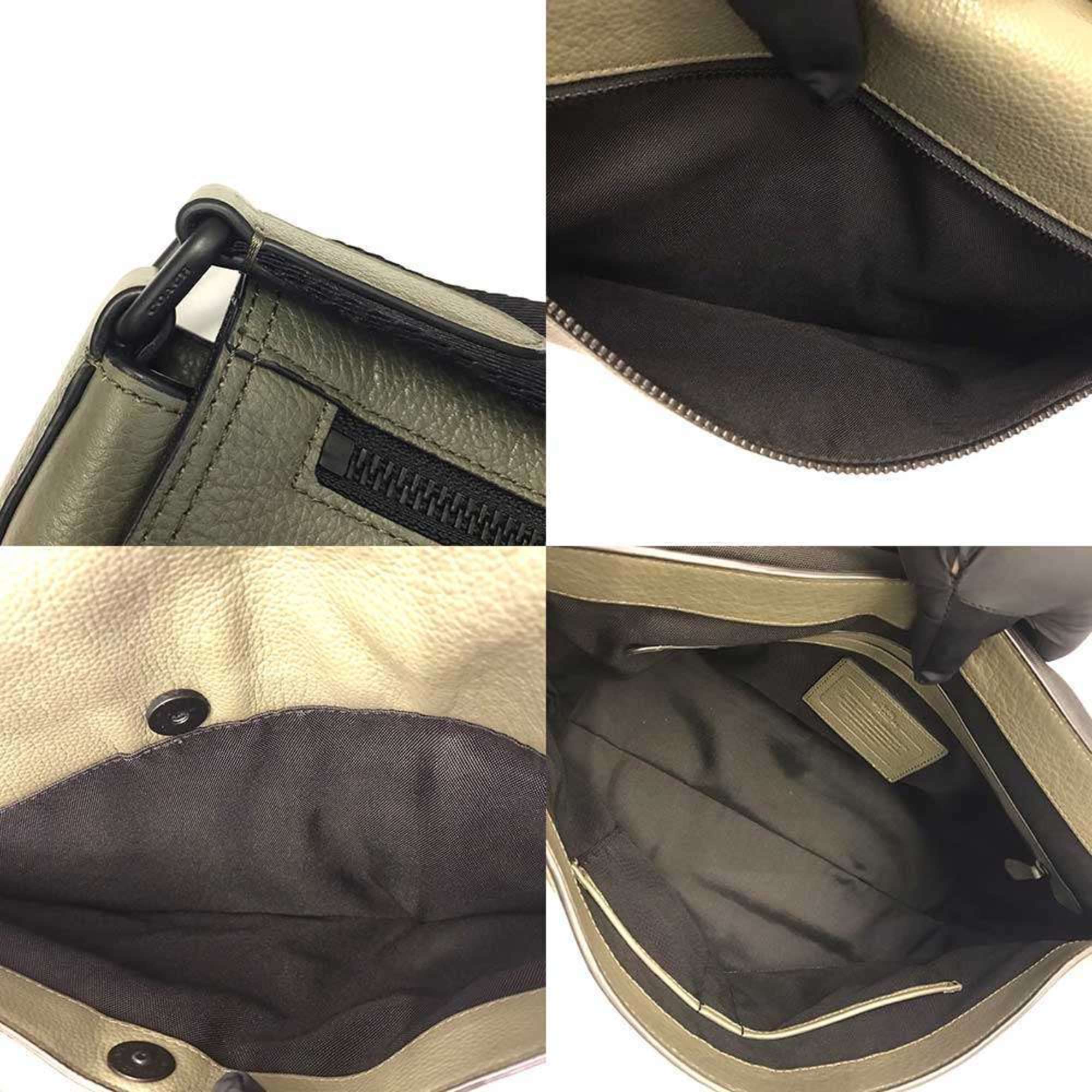 Coach Green Khaki Leather Shoulder Bag (Pre-Owned)