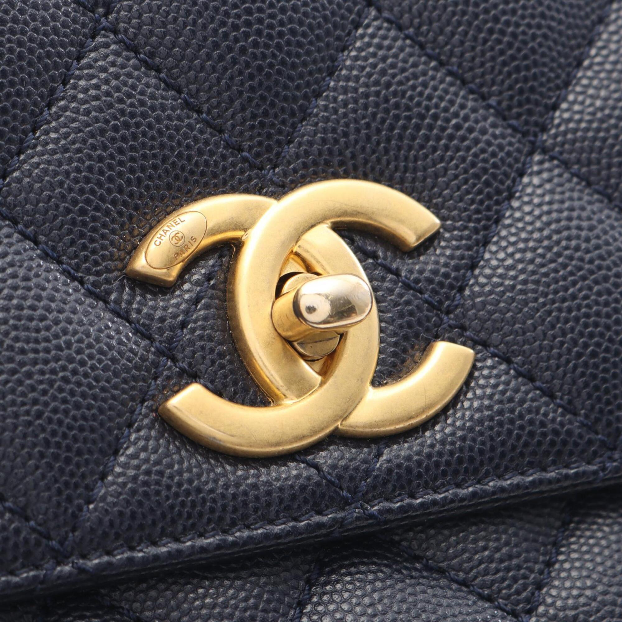 Chanel Navy Grained Calfskin Handbag (Pre-Owned)