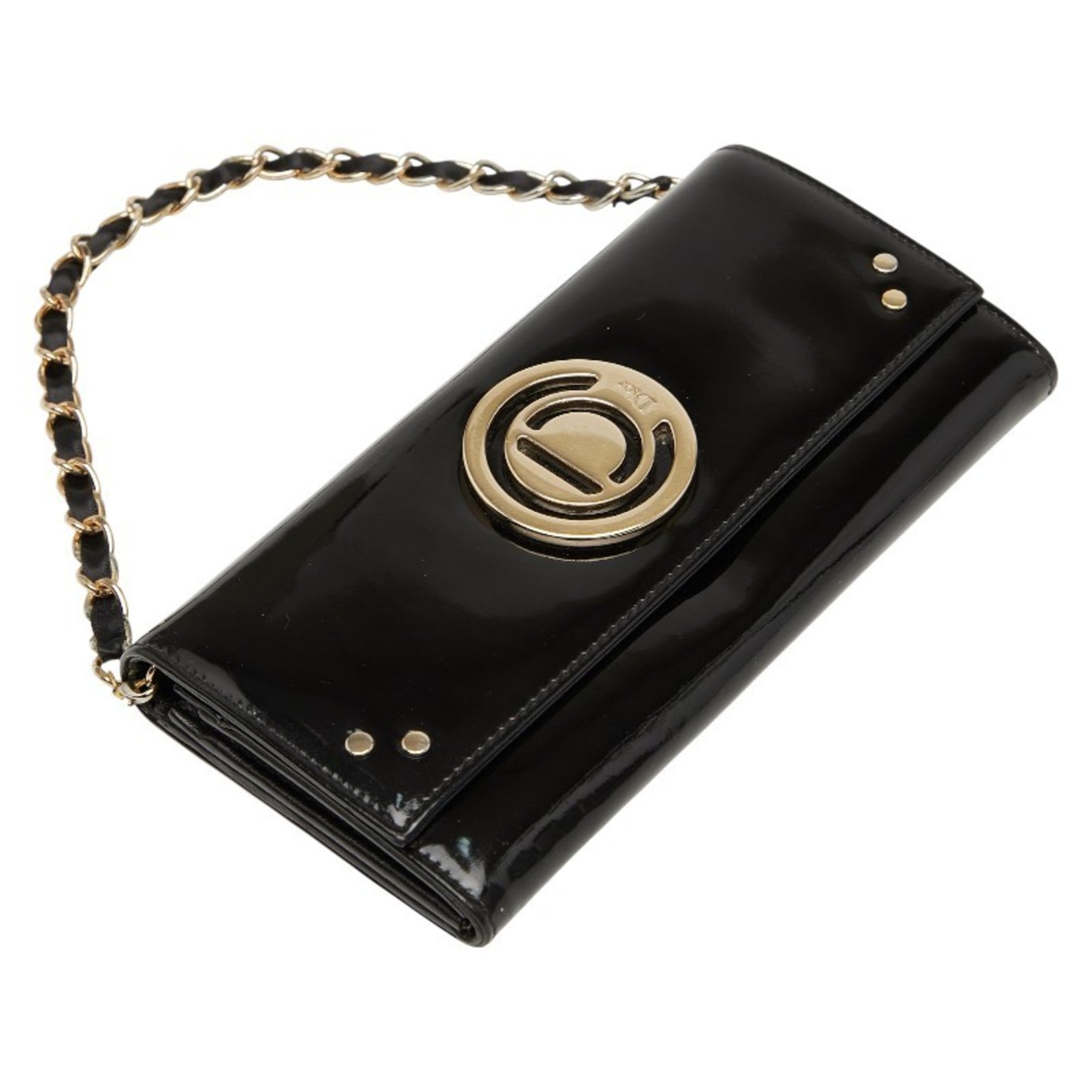 Christian Dior Black Patent Leather Chain/Shoulder Wallet (Pre-Owned)