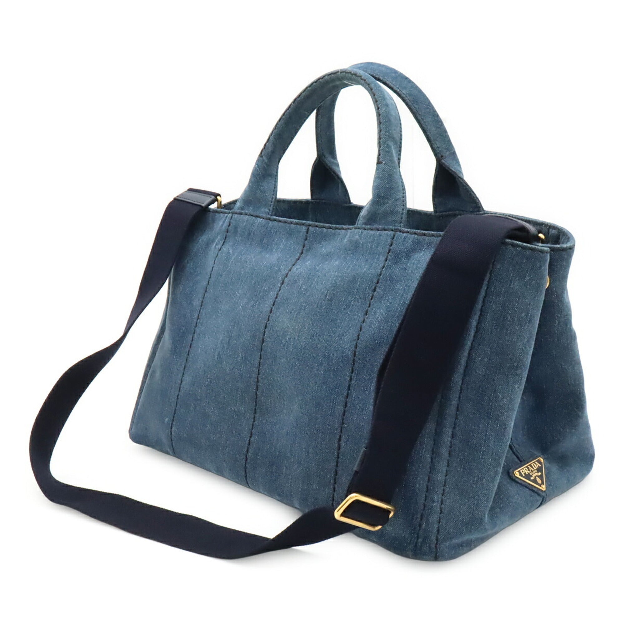 Prada Blue Denim Handbag Shoulder Bag Tote Bag (Pre-Owned)