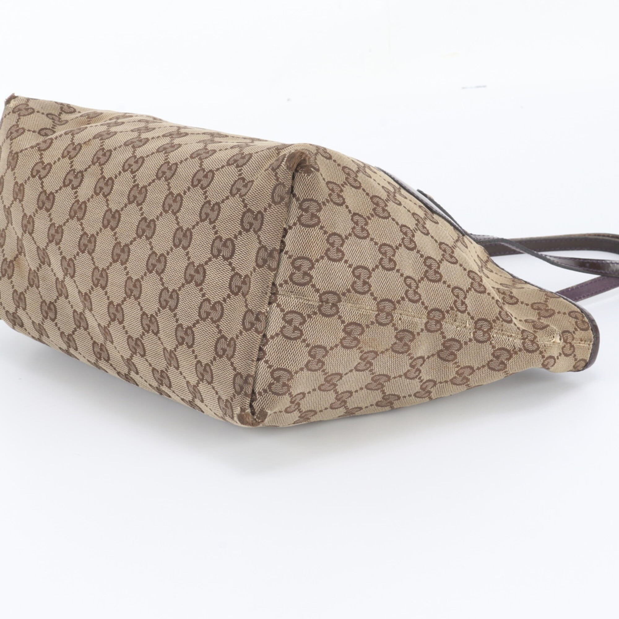 Gucci Brown Leather Canvas Handbag Shoulder Bag Tote Bag (Pre-Owned)