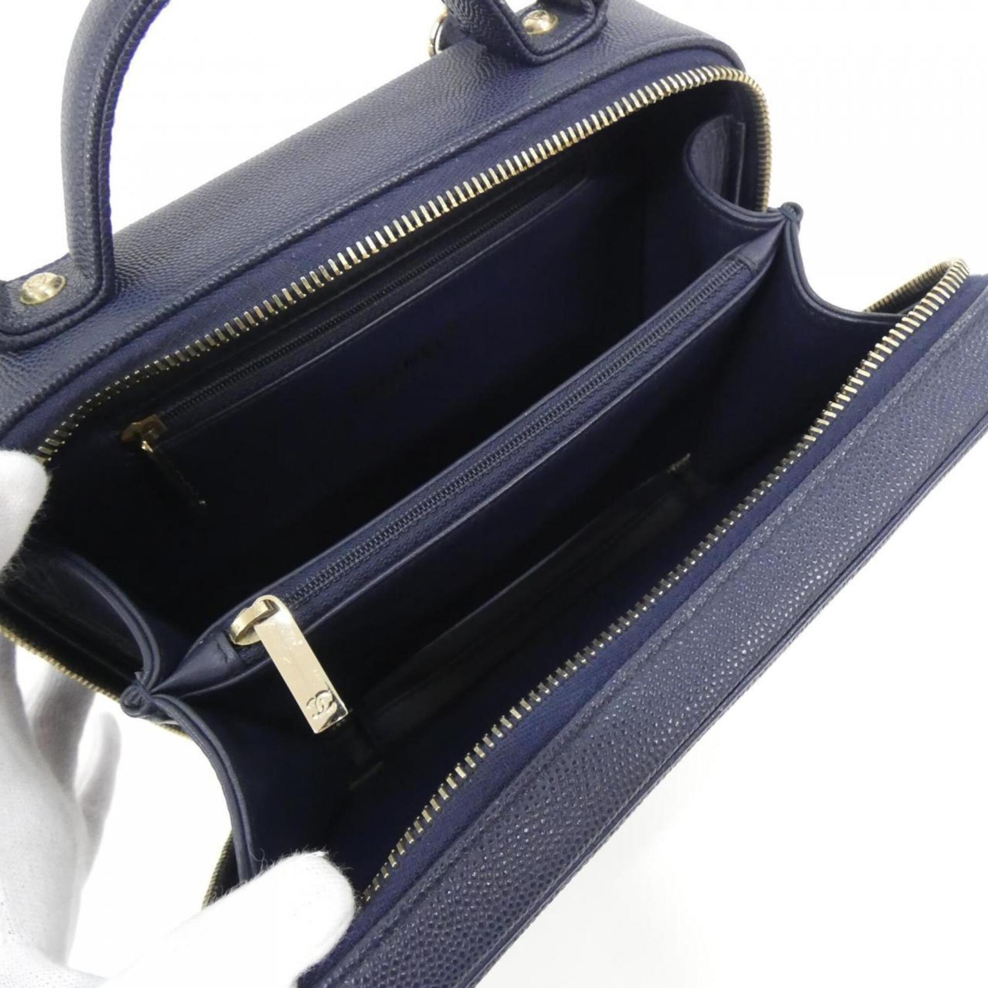 Chanel Navy Grained Calfskin Shoulder Bag (Pre-Owned)