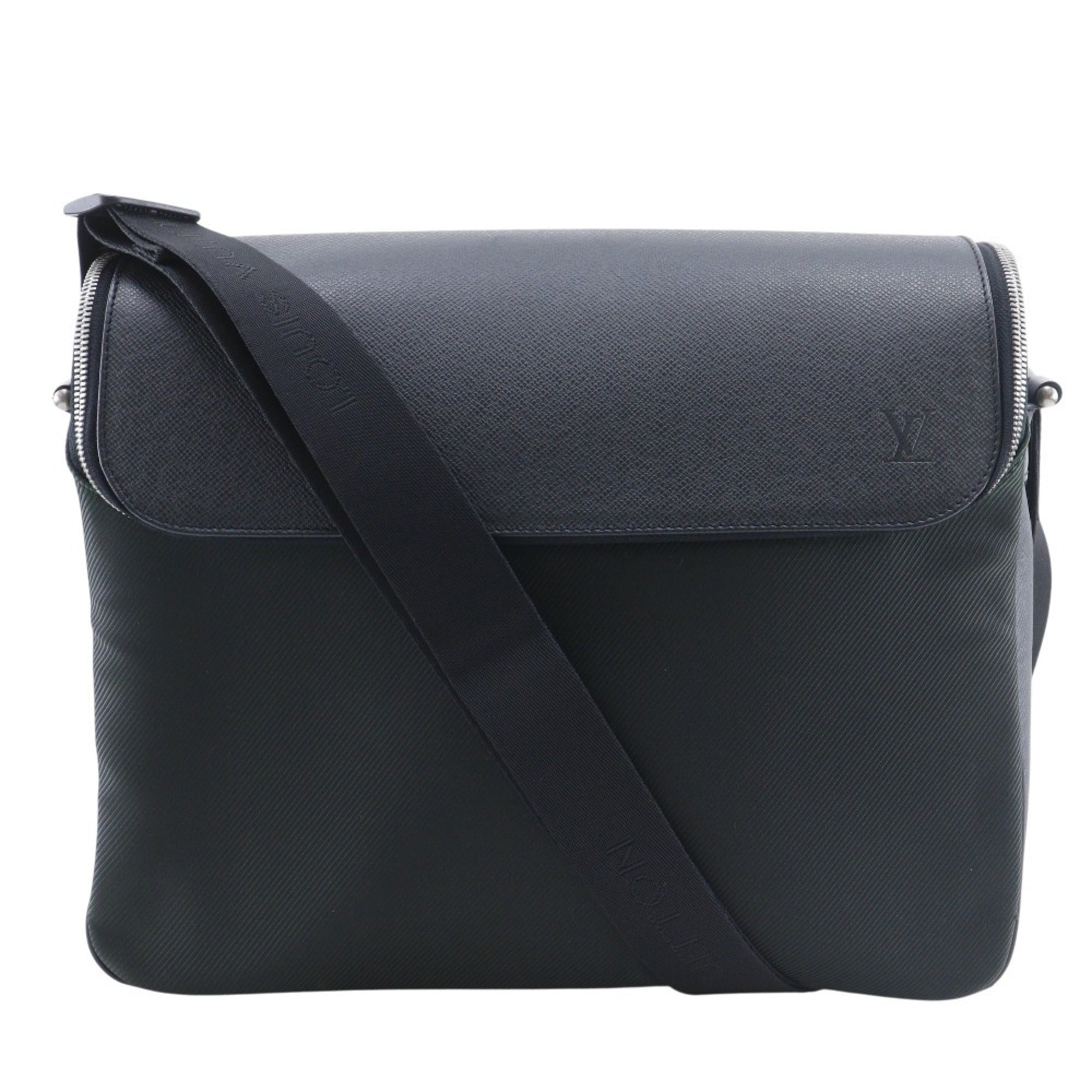 Louis Vuitton Ardoise Black Taiga Leather Nylon Canvas Shoulder Bag (Pre-Owned)