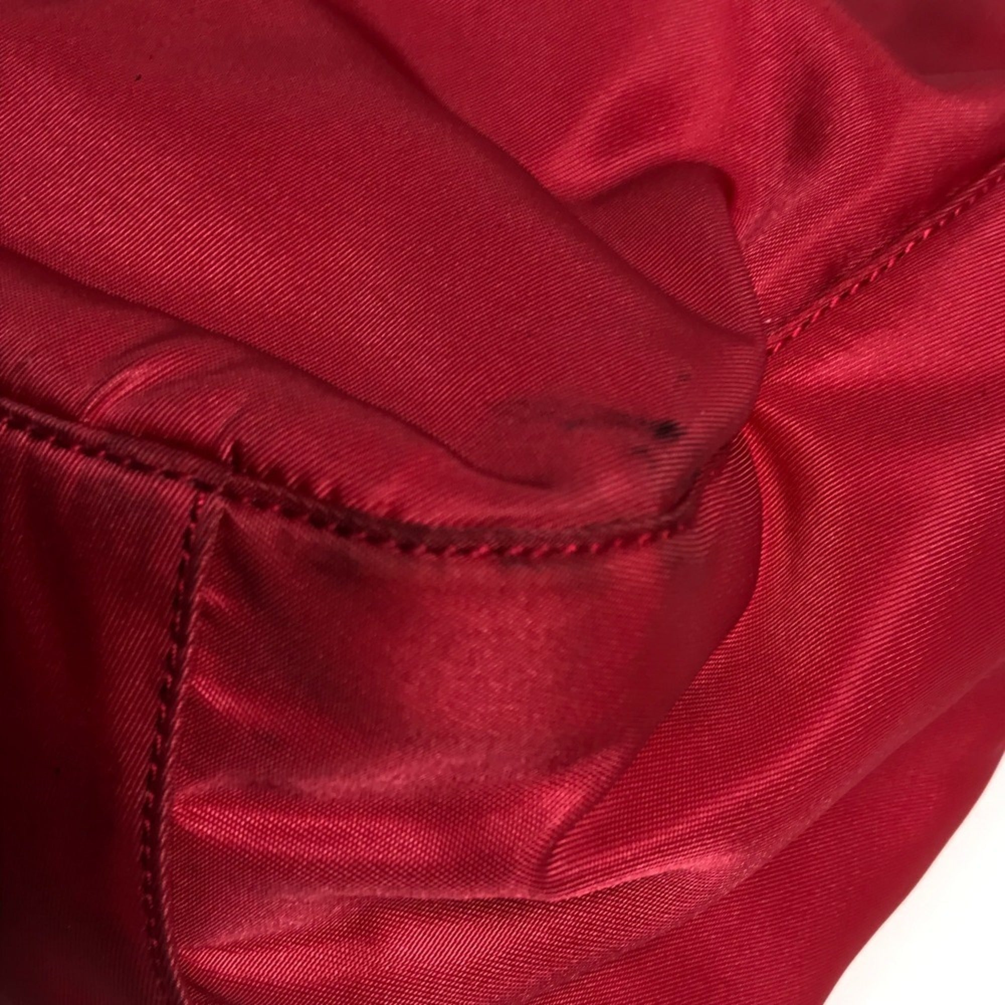 Prada Red Color Nylon Handbag Shoulder Bag (Pre-Owned)