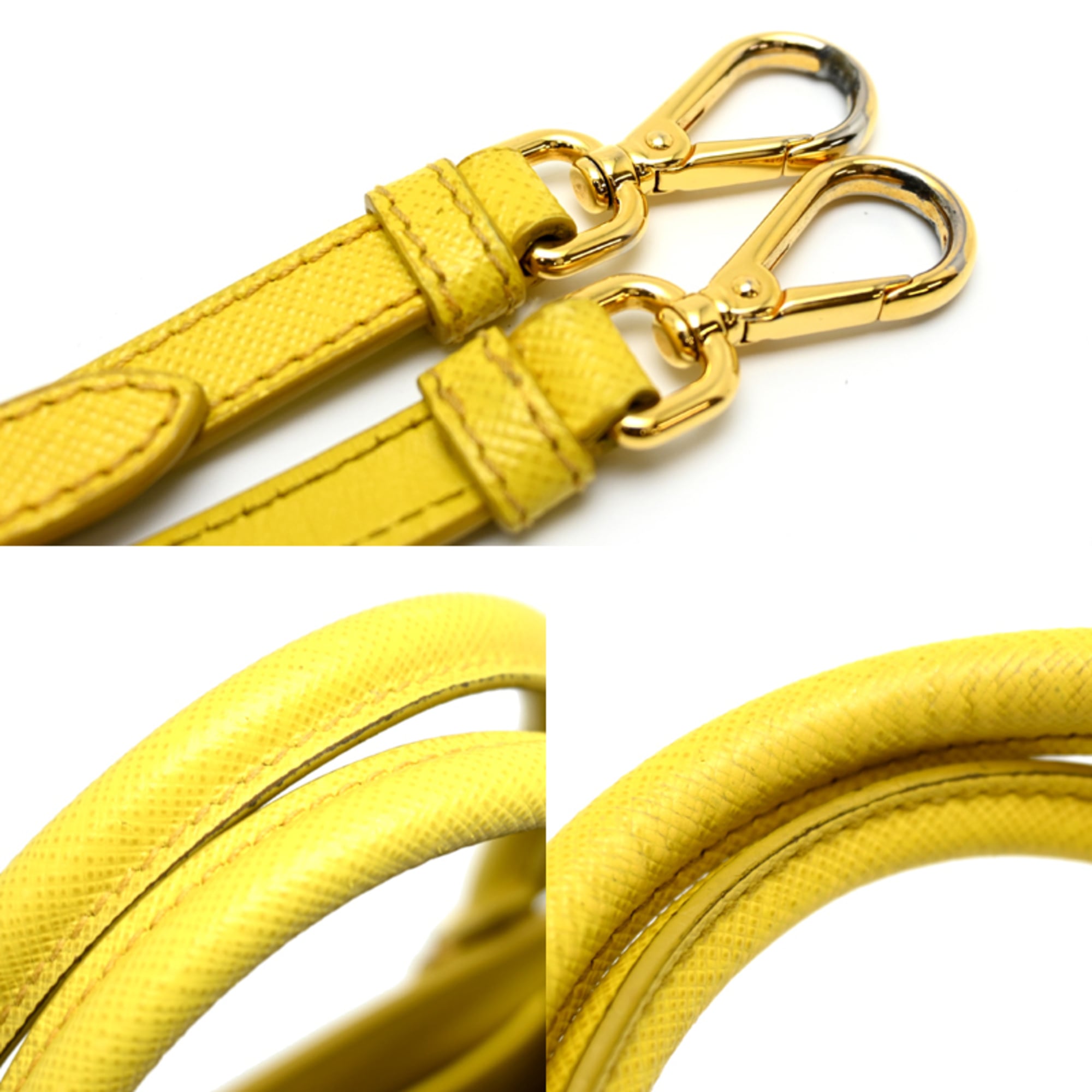 Prada Yellow Leather Handbag Shoulder Bag (Pre-Owned)