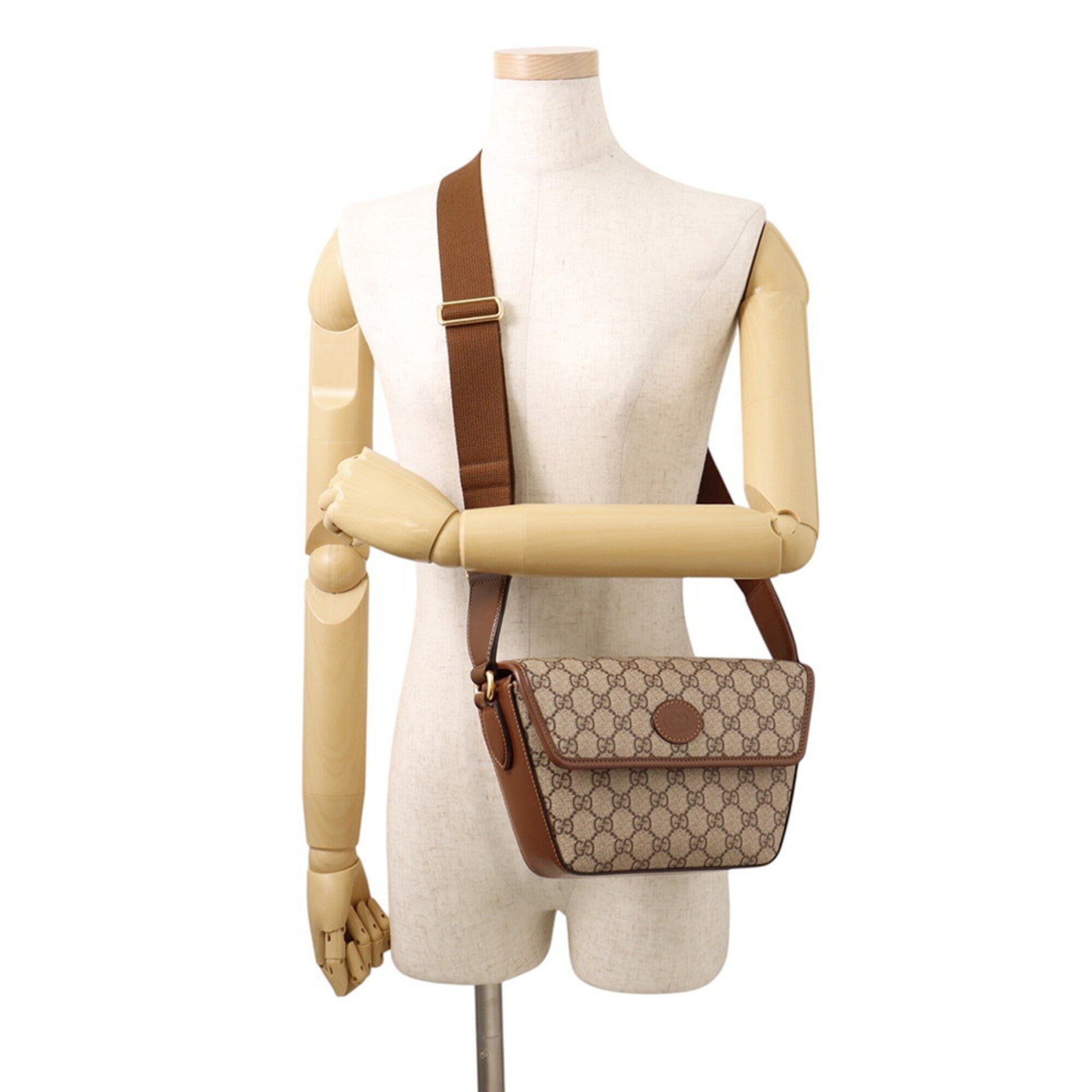 Gucci Beige Brown Gg Supreme Leather Handbag Shoulder Bag (Pre-Owned)