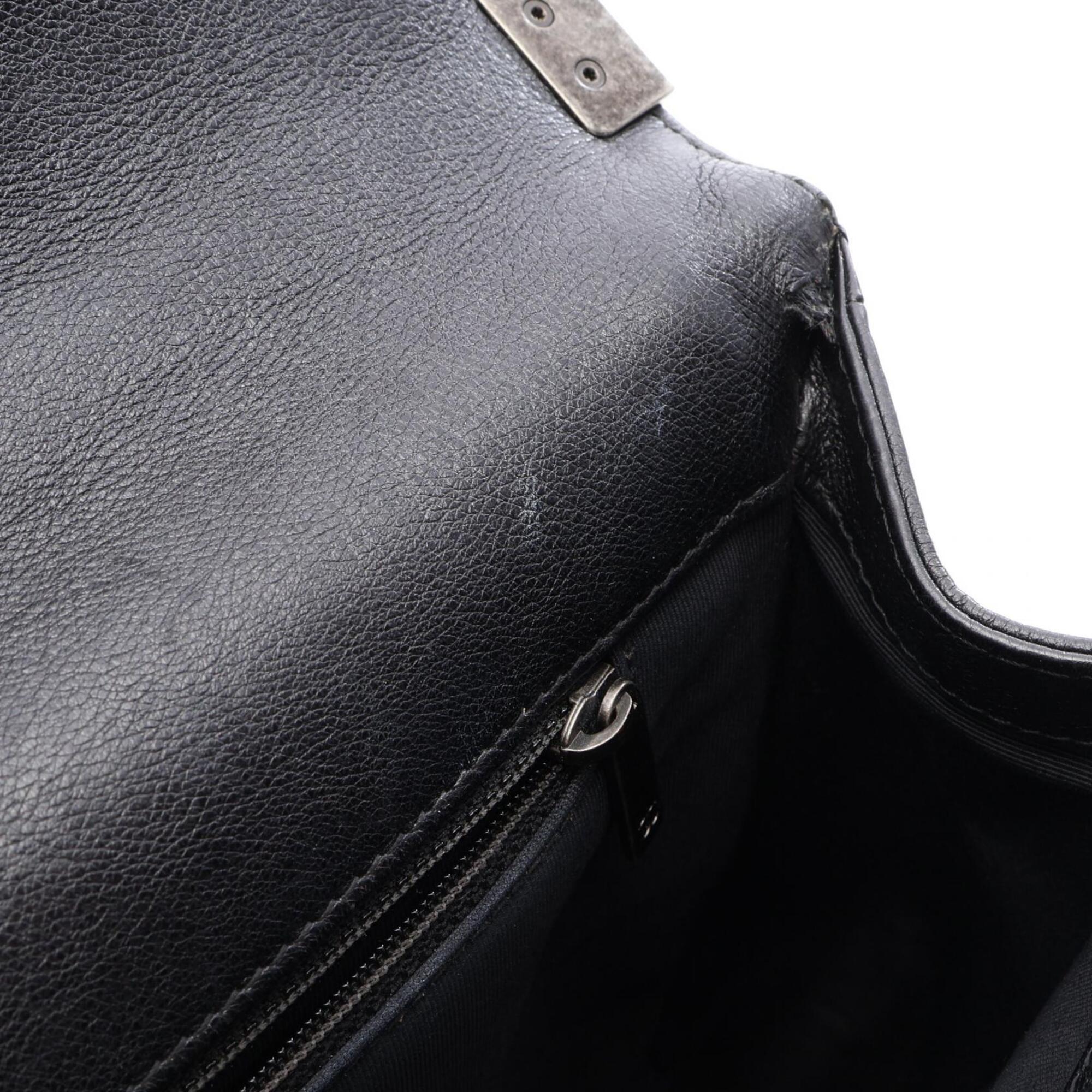 Chanel Black Grained Calfskin Handbag Shoulder Bag (Pre-Owned)