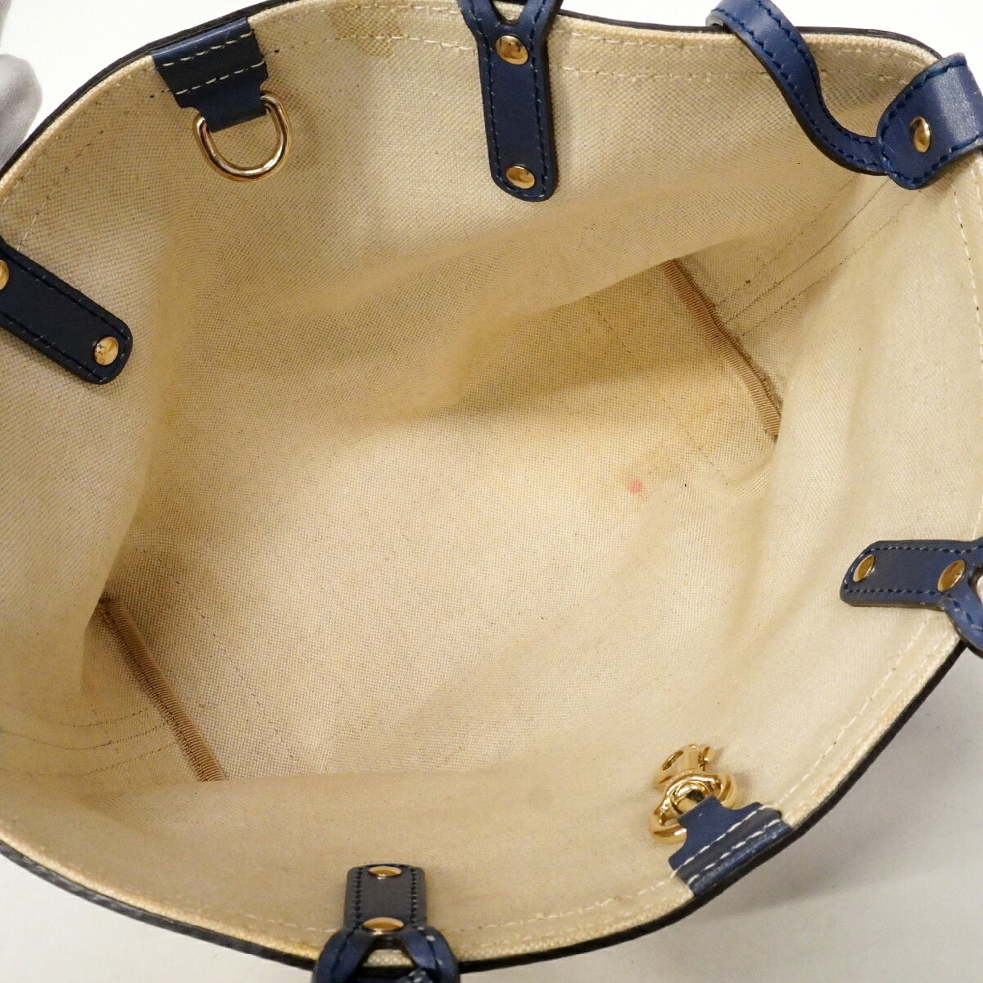Gucci Beige Blue Canvas Tote Bag (Pre-Owned)