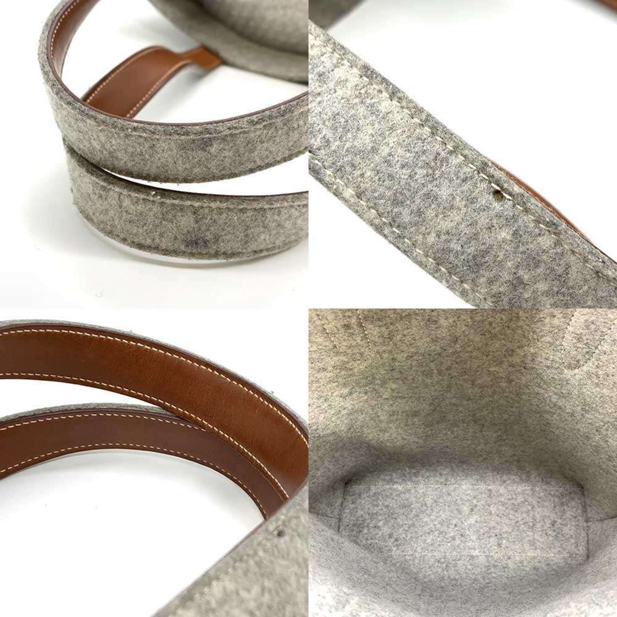 Hermes Karimi Gray Felt Leather Tote Bag (Pre-Owned)