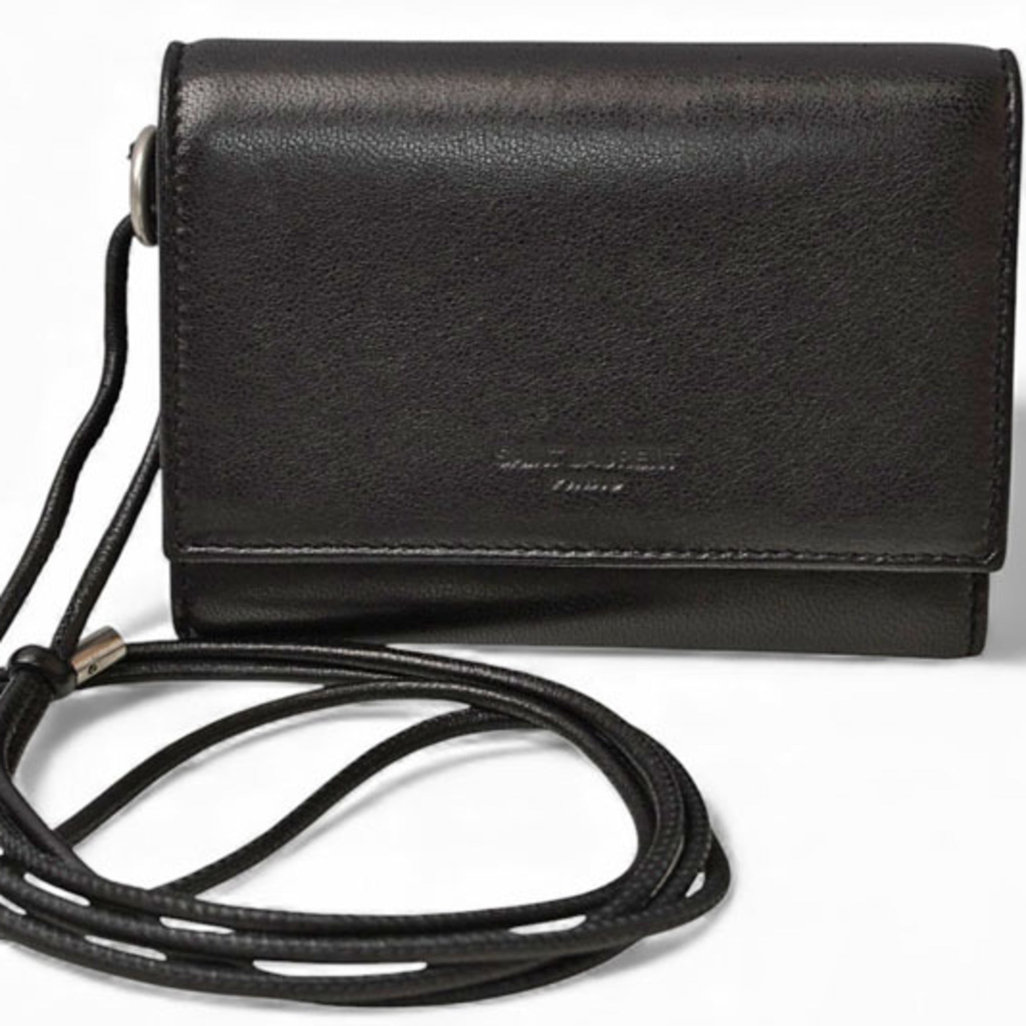 Saint Laurent Black Leather Wallet (Tri-Fold) (Pre-Owned)