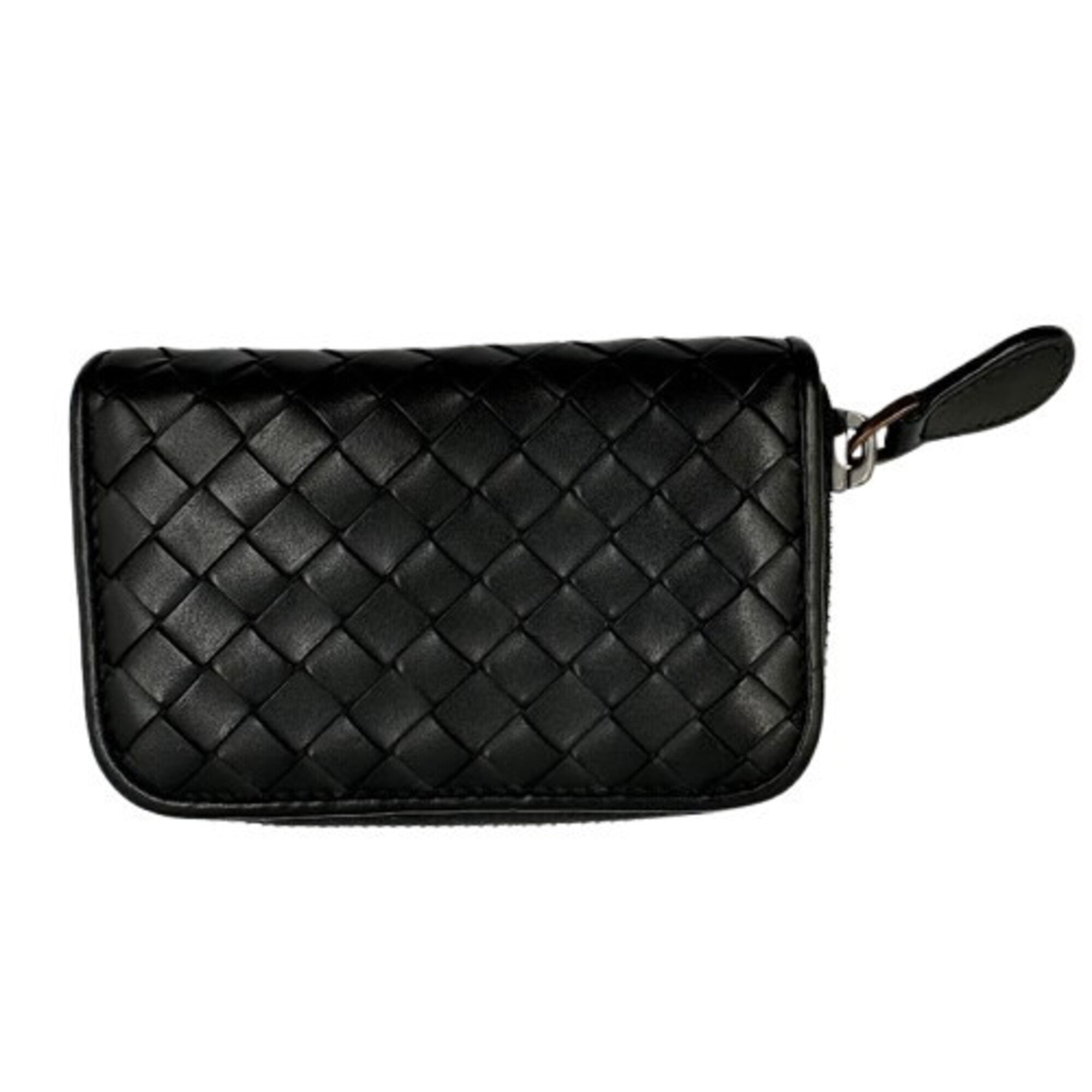 Bottega Veneta Black Leather Coin Purse/Coin Case (Pre-Owned)